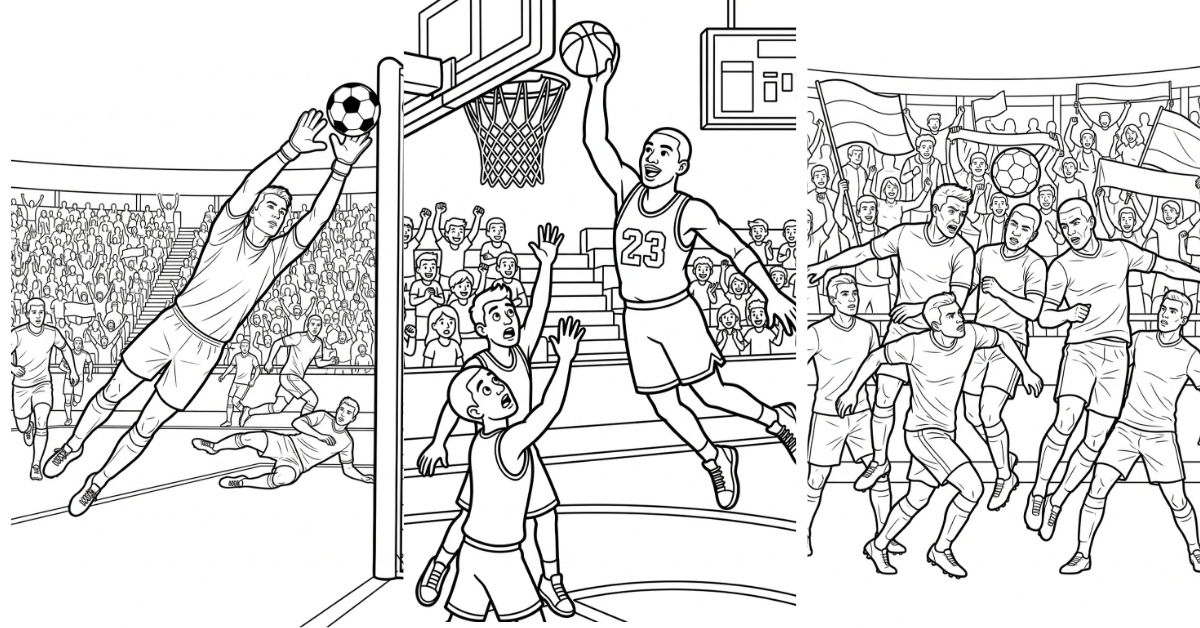 Sports Coloring Pages Football Soccer Basketball Free