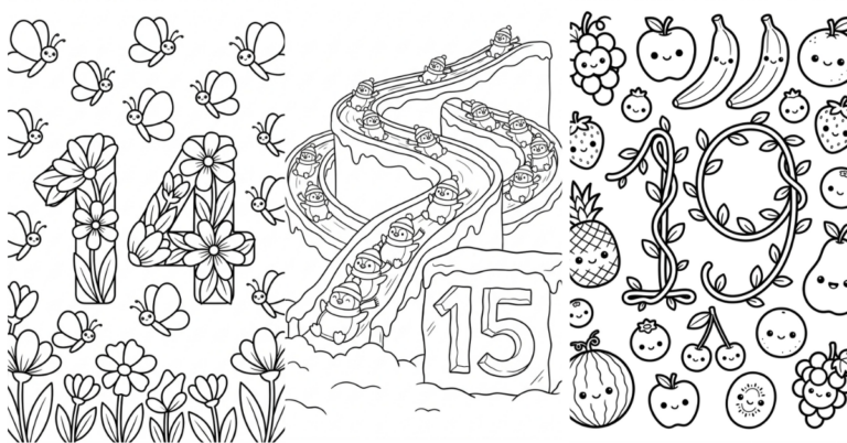 Number Coloring Pages 1-20 Free Preschool