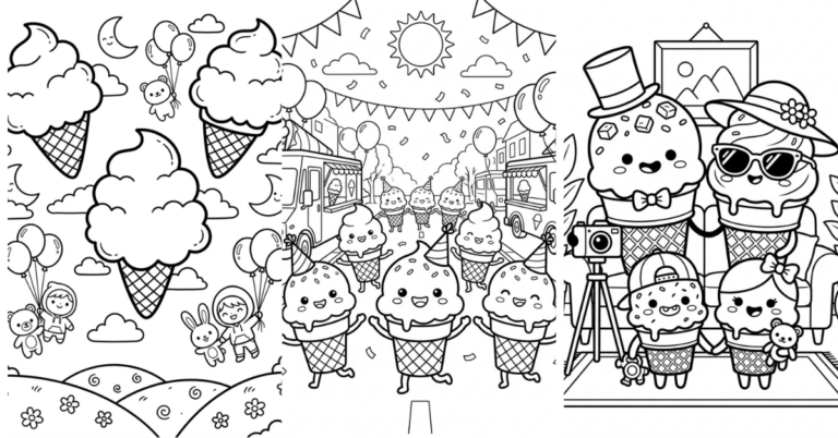 Happy Ice Cream Coloring Pages Printable