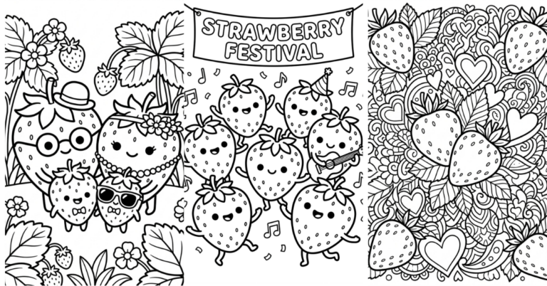 Delicious Strawberry Coloring Pages for Kids