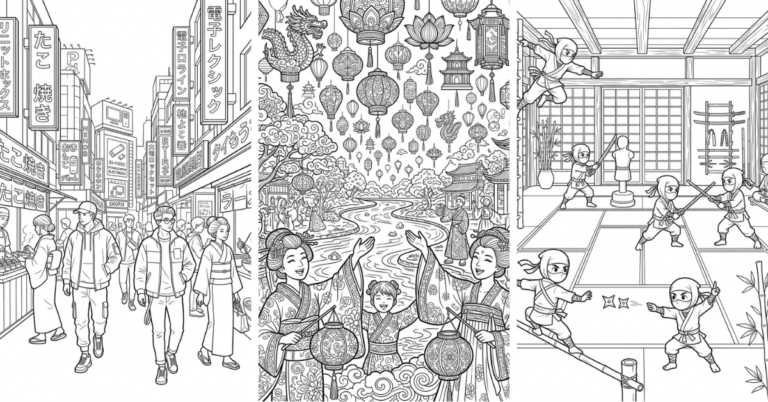 Japanese Anime Coloring Pages Free Manga Style