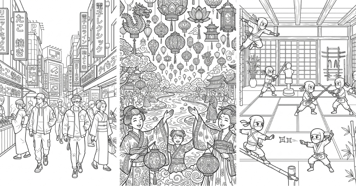 Japanese Anime Coloring Pages Free Manga Style