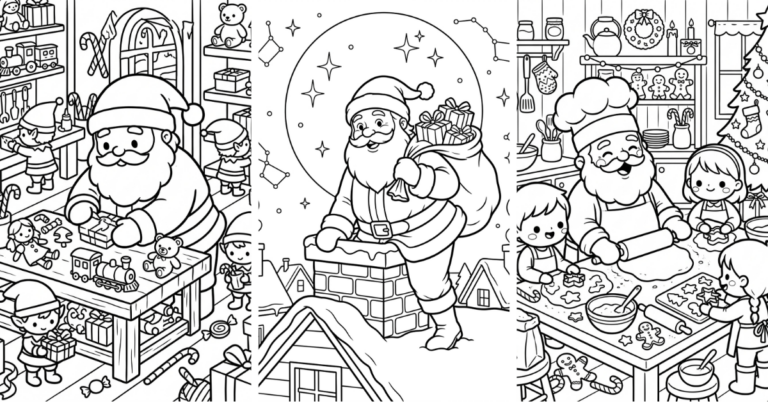 Christmas Coloring Pages Free Santa Tree