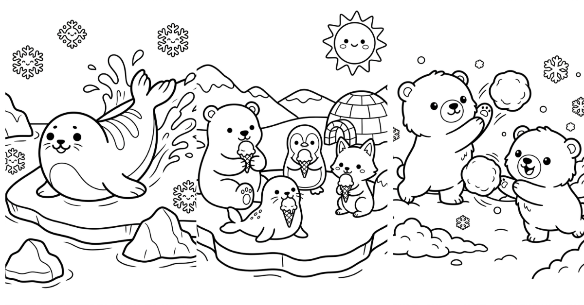 Arctic Animals Coloring Pages Polar Bear Free