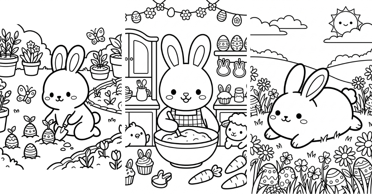 Easter Coloring Pages Free Bunny Egg