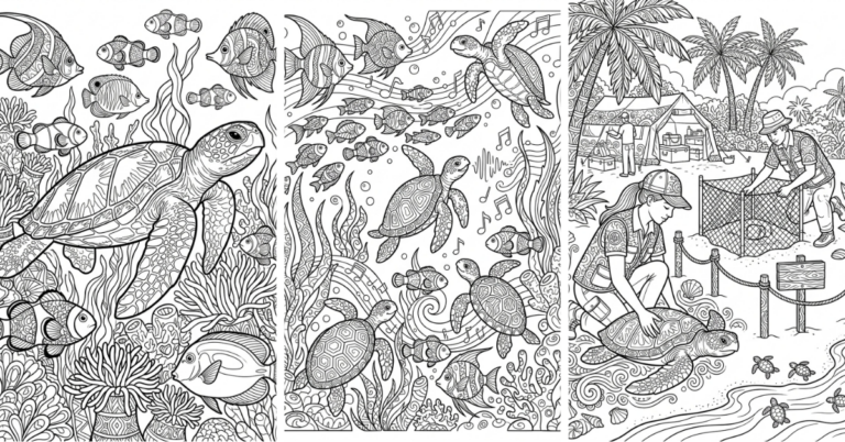 Sea Turtle Coloring Pages Free Detailed