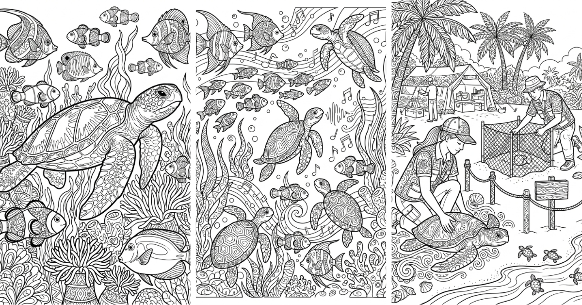 Sea Turtle Coloring Pages Free Detailed