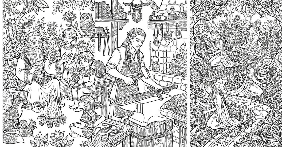 Fantasy Elf Coloring Pages Free Printable