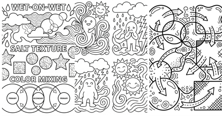 Coloring Practice Pages: Seasons, Textures & Shading