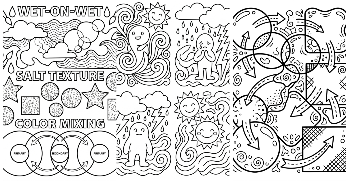 Coloring Practice Pages: Seasons, Textures & Shading