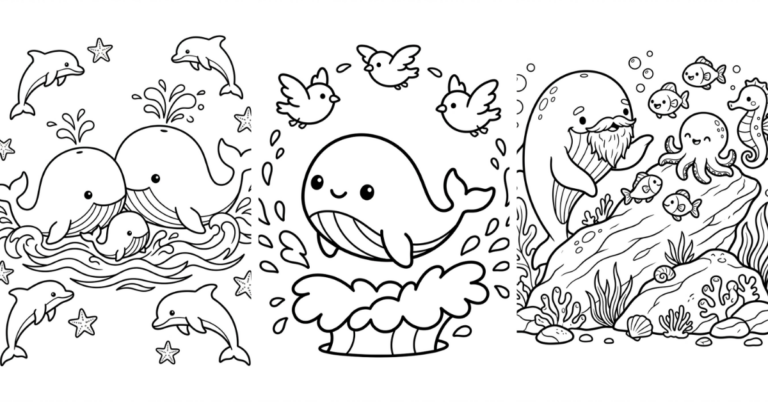 Whale Coloring Pages Free Easy & Detailed