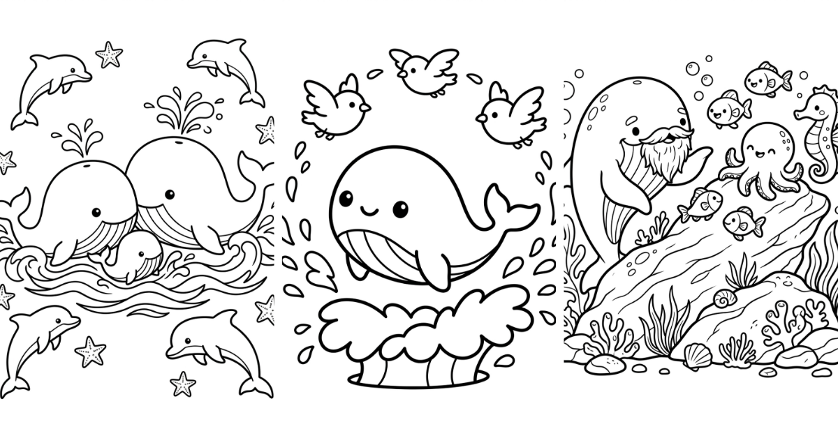 Whale Coloring Pages Free Easy & Detailed