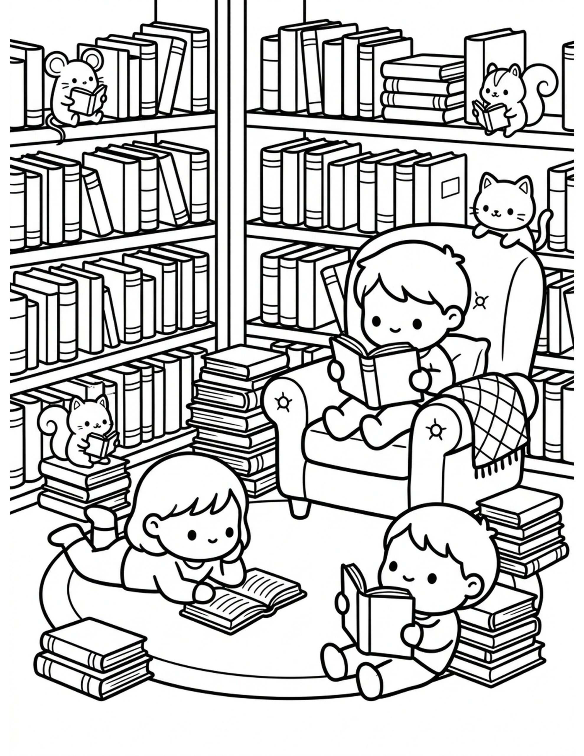 The Book Nook Coloring Page