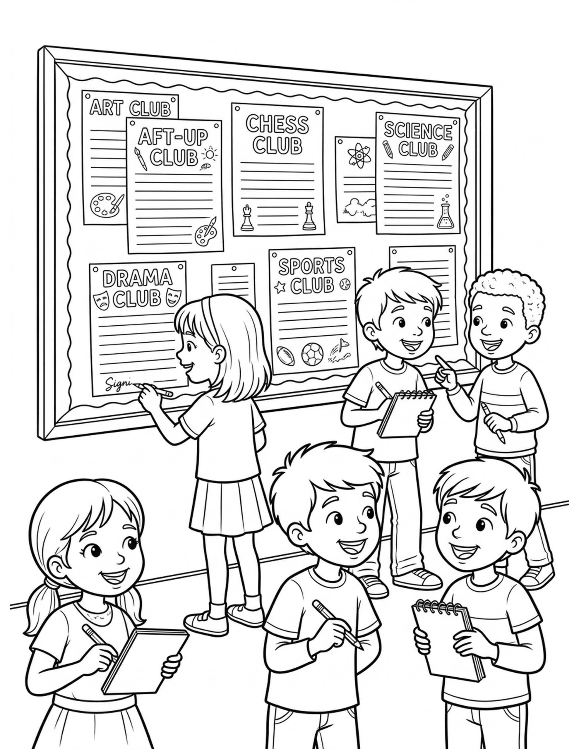 After-School Club Sign-Up Coloring Page