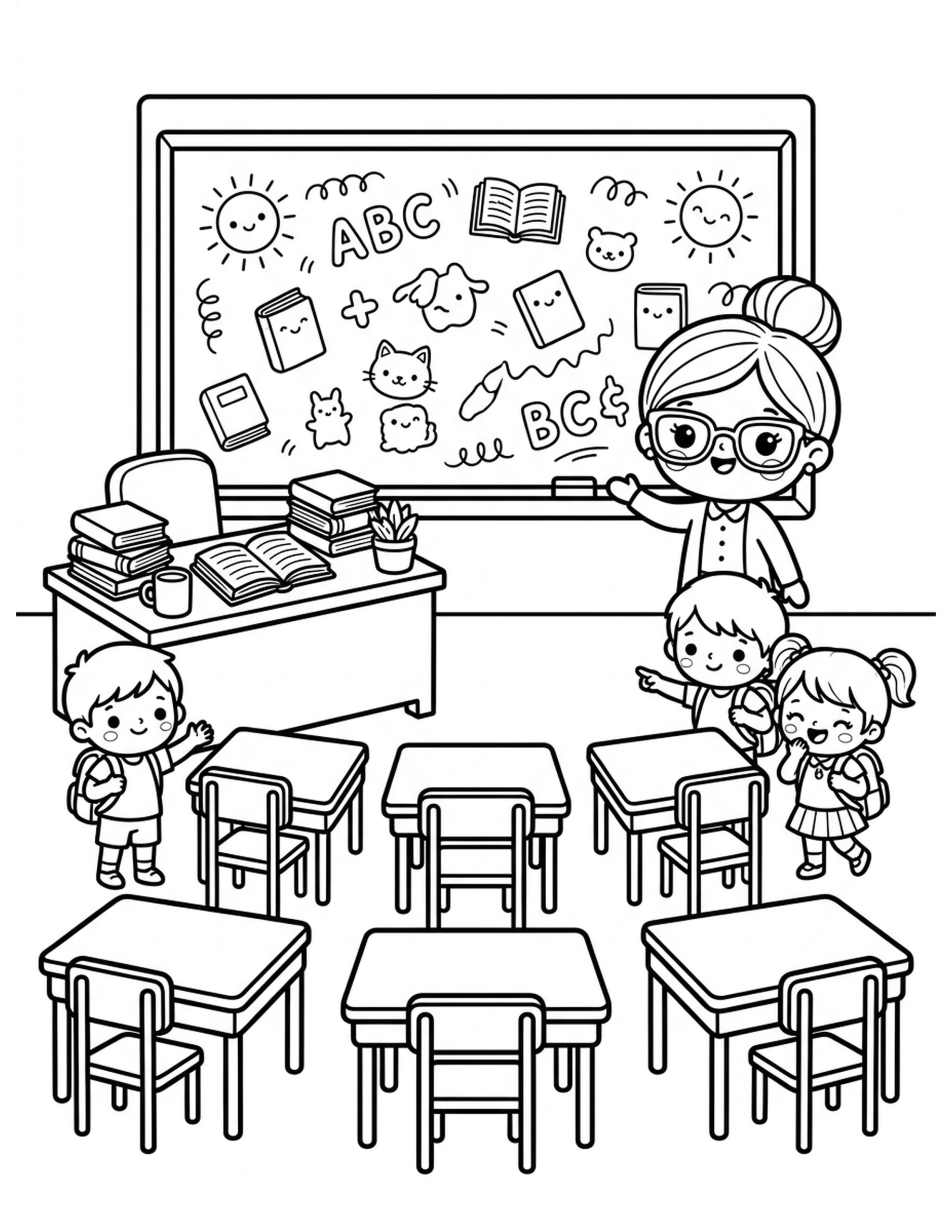 New Classroom Setup Coloring Page