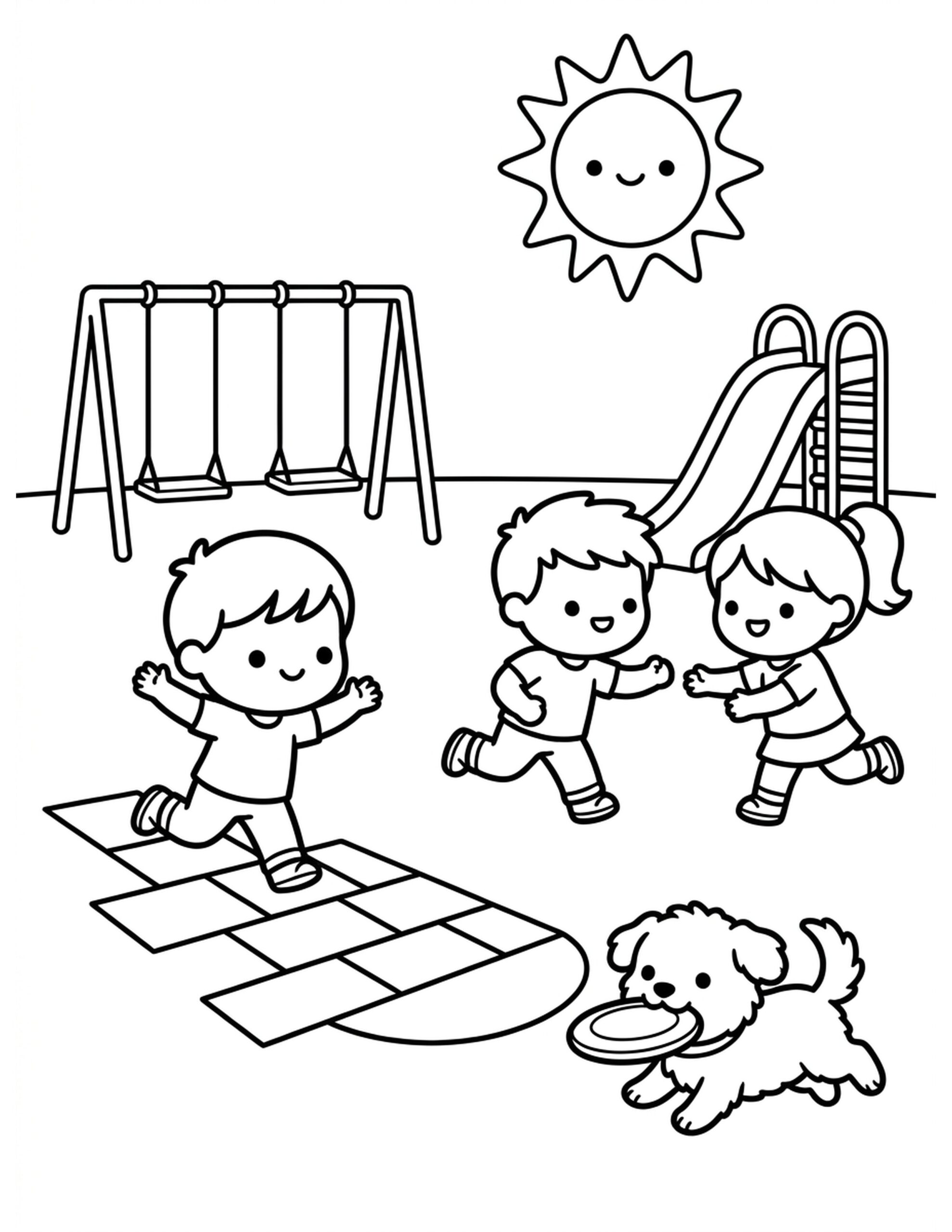 School Yard Games Coloring Page