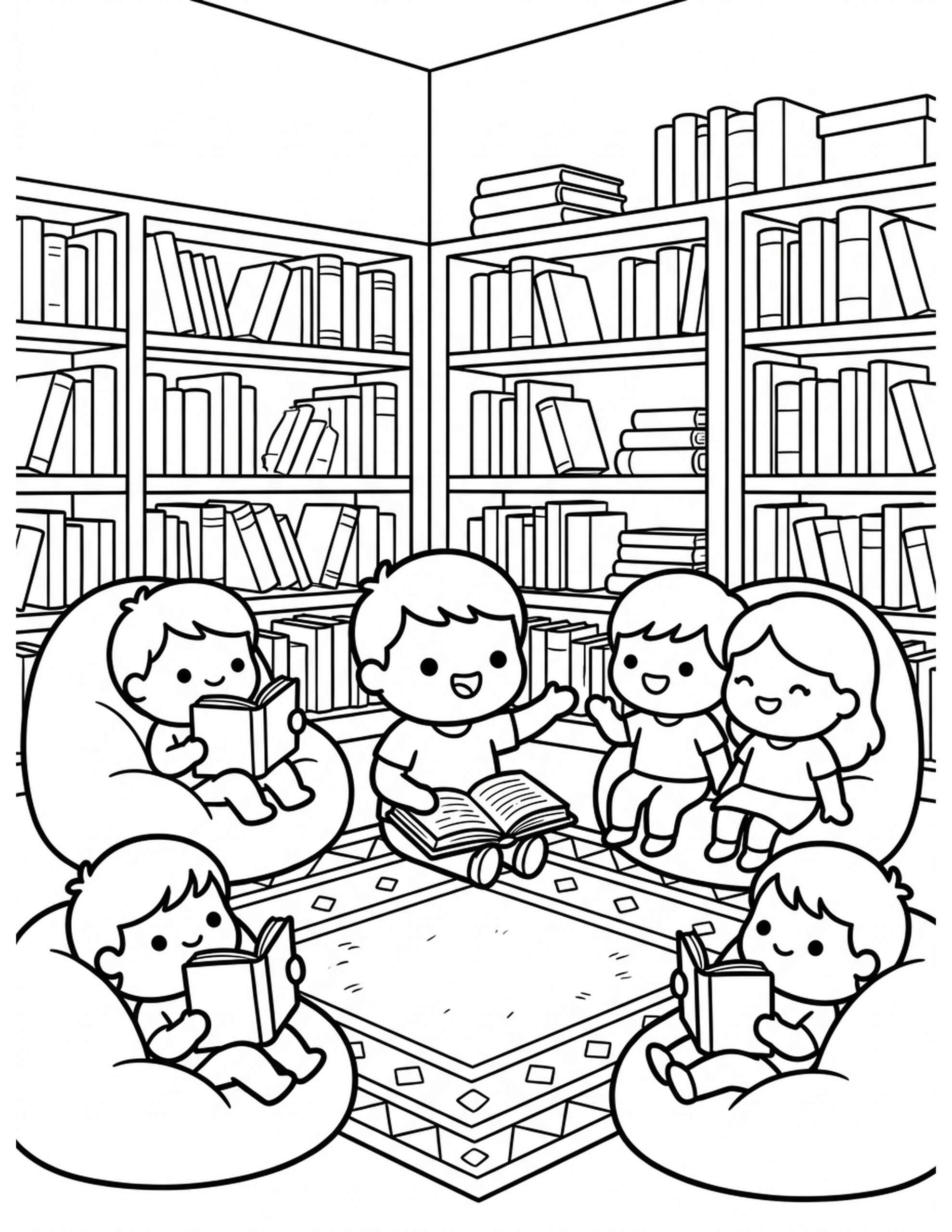 Classroom Library Adventure Coloring Page