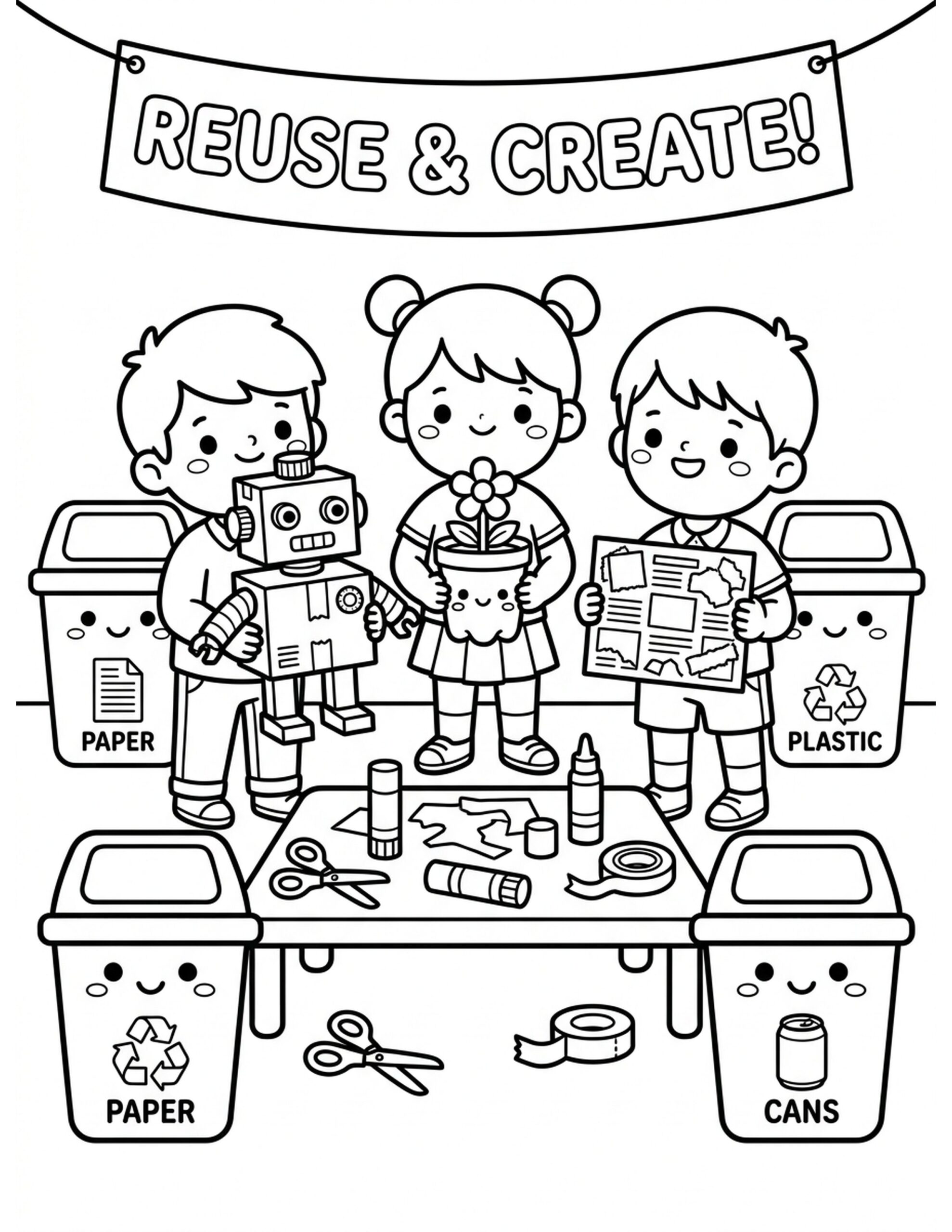 Recycling Awareness Coloring Page