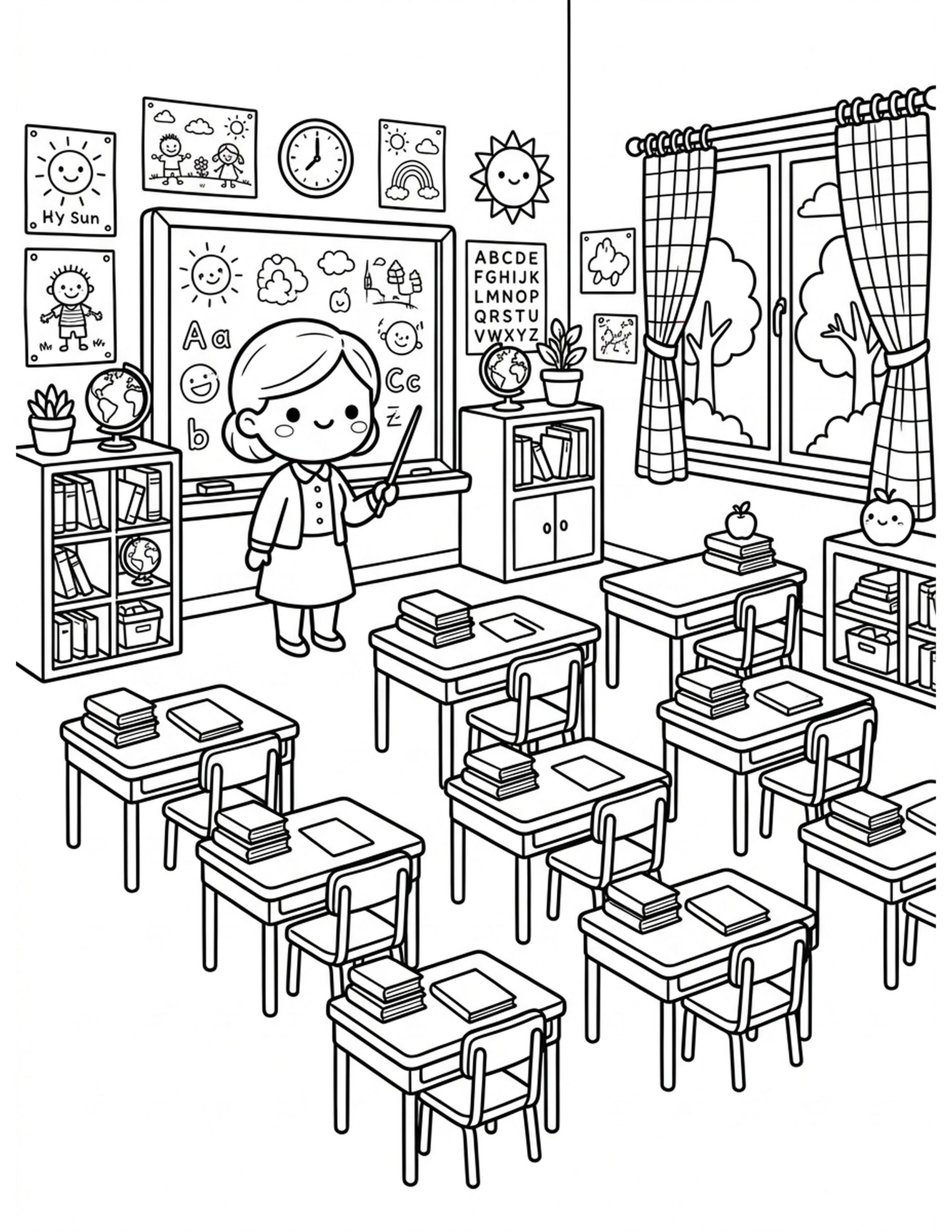 The Classroom Setup Coloring Page