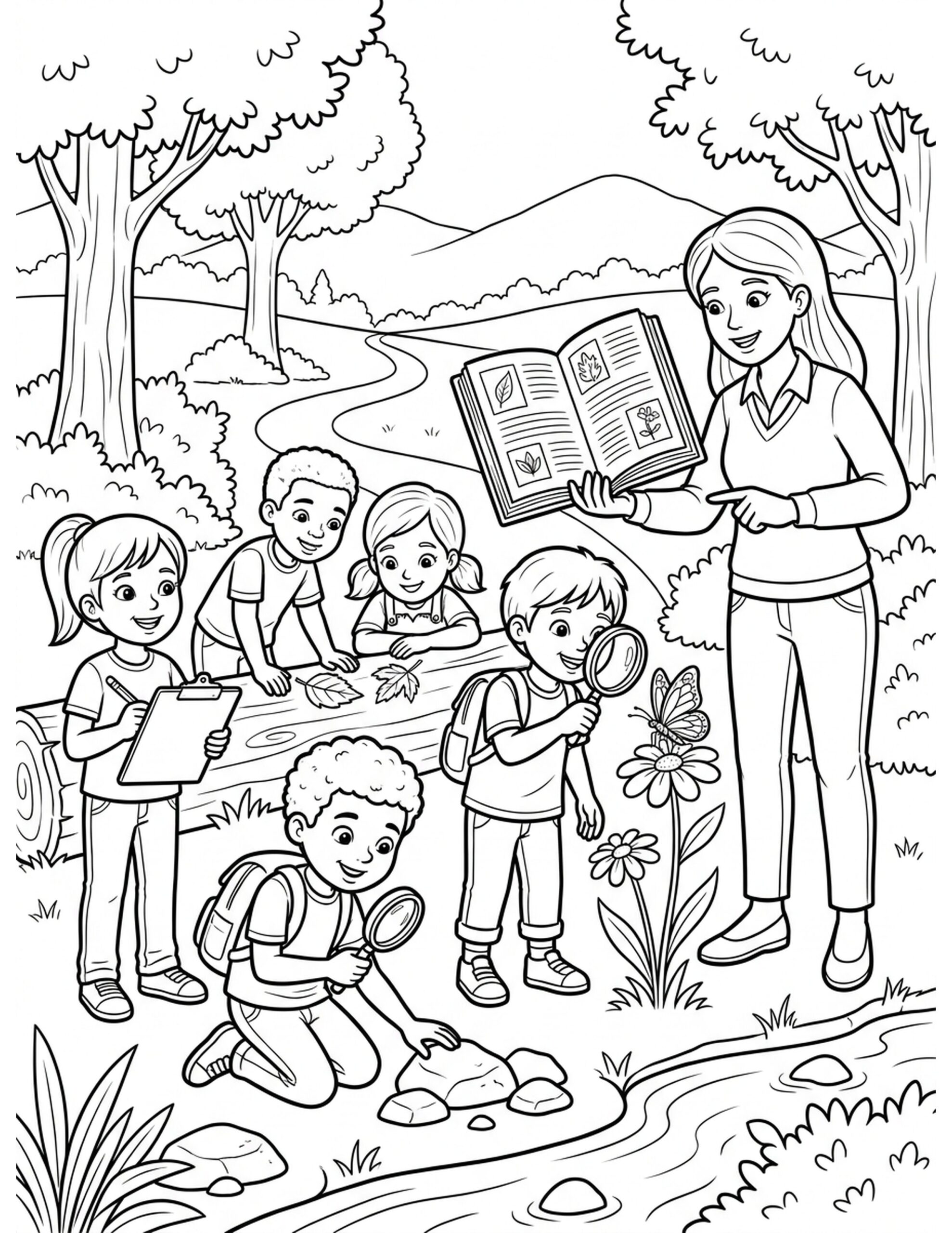 Outdoor Learning Adventure Coloring Page