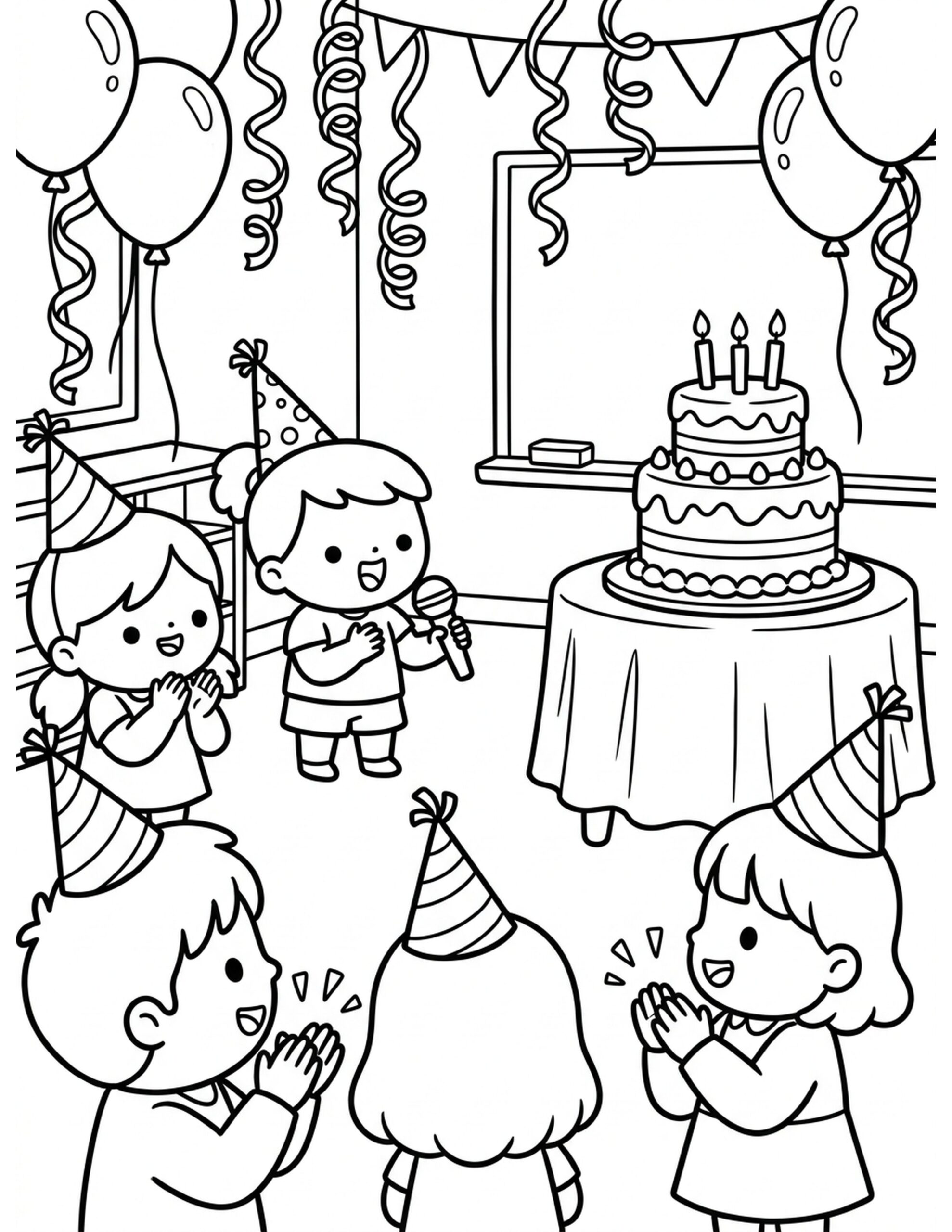 Classroom Celebration Coloring Page