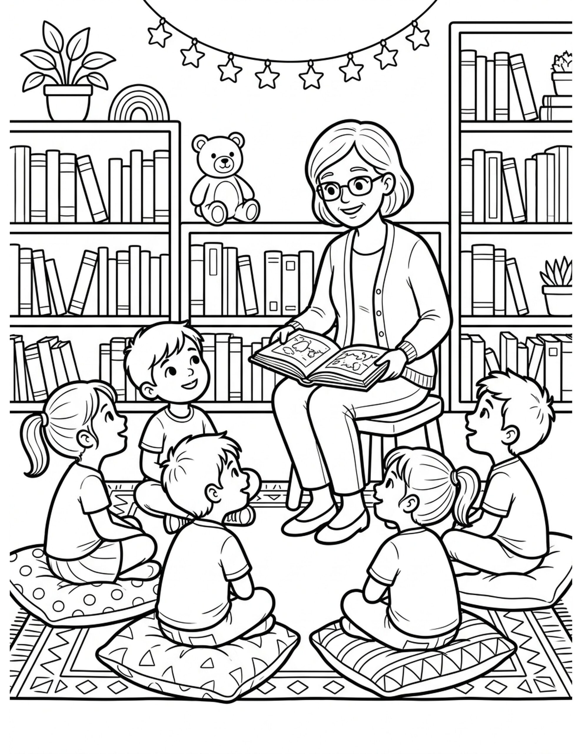 Story Time Session Coloring Page