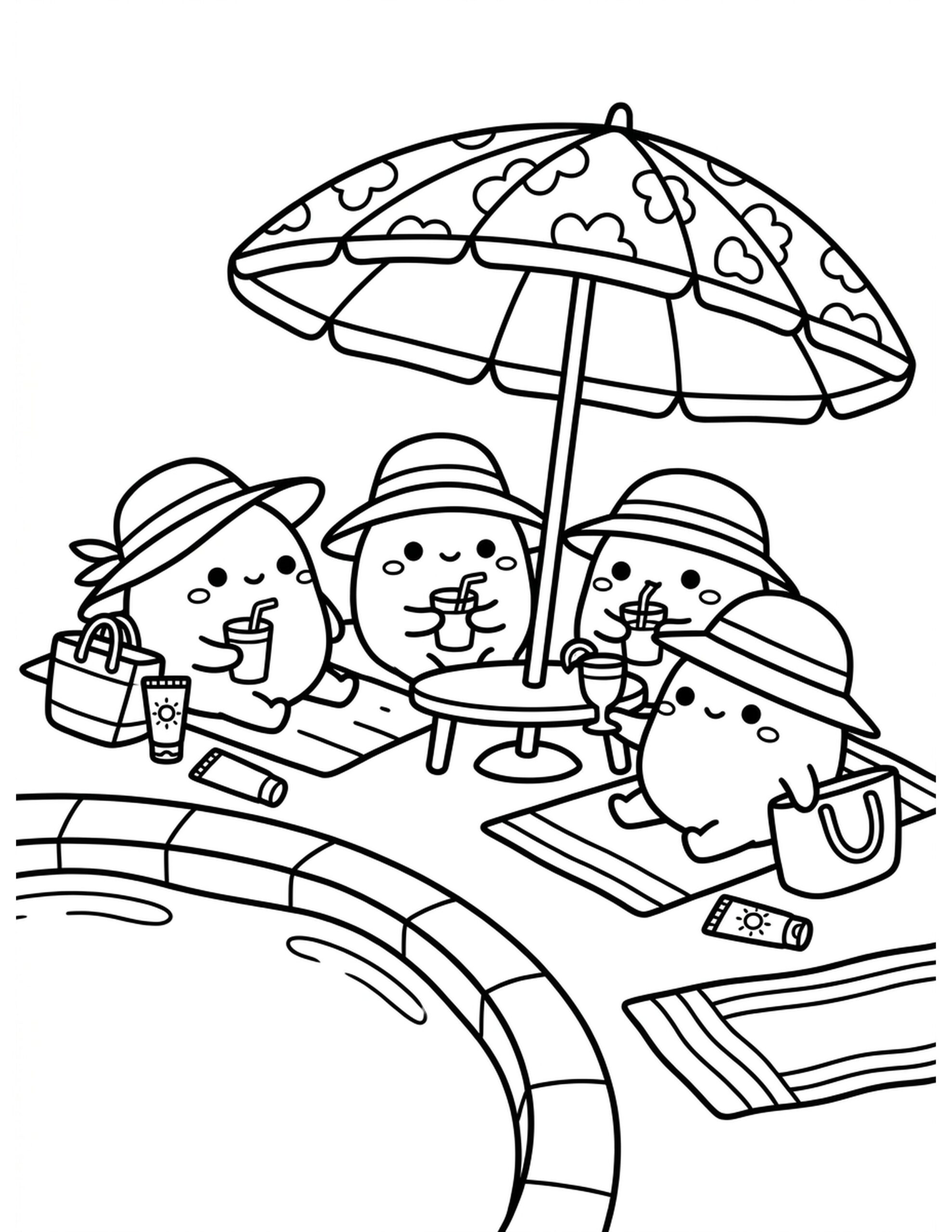 Chillin’ Under the Sun Coloring Page