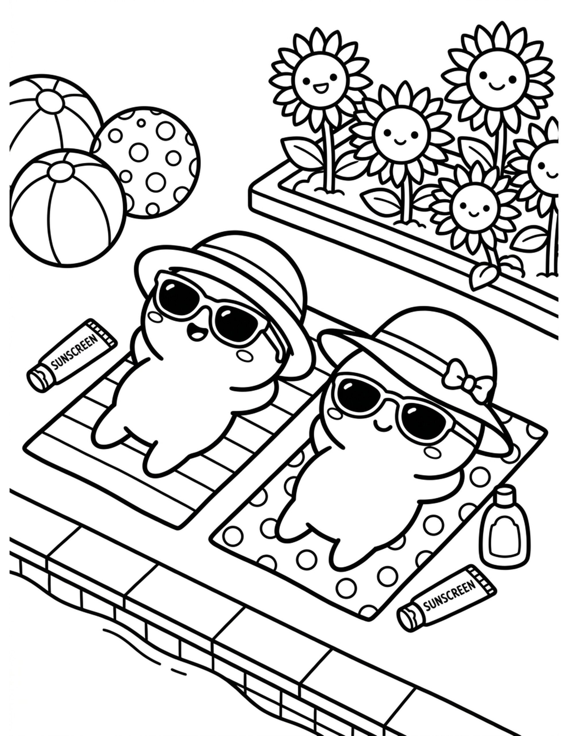 Tanning Buddies Coloring Page