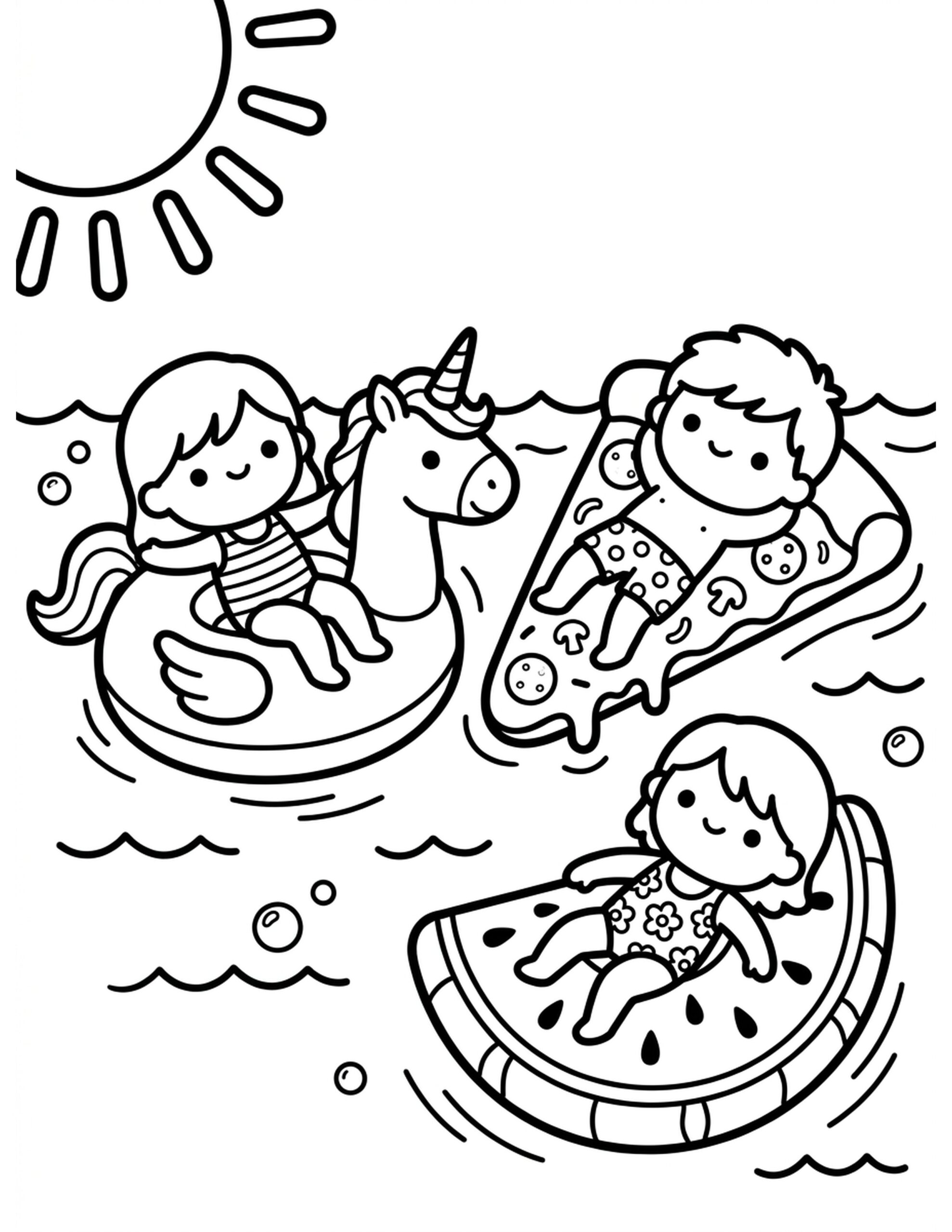 Floaties and Fun Coloring Page