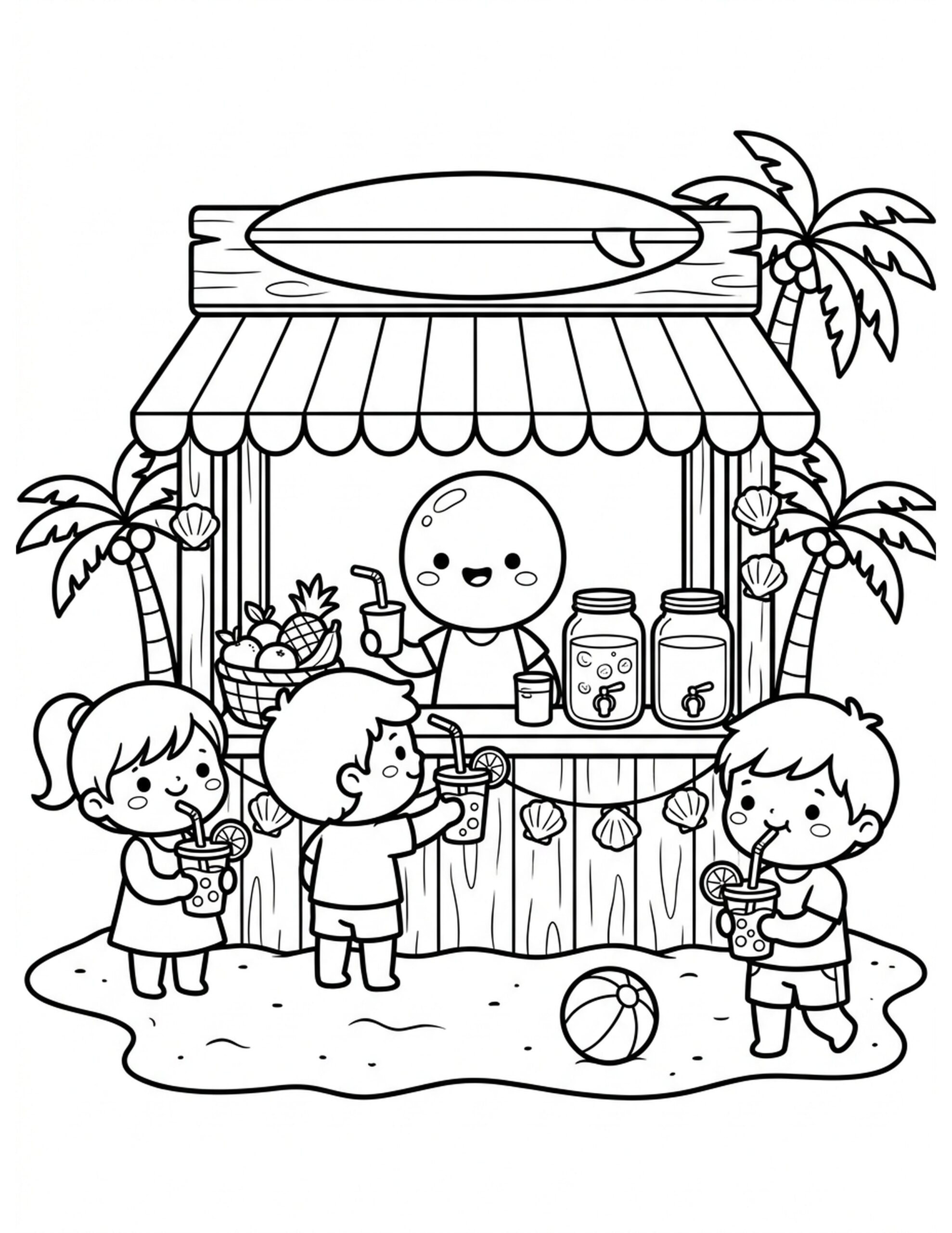 Refreshing Drinks Stand Coloring Page