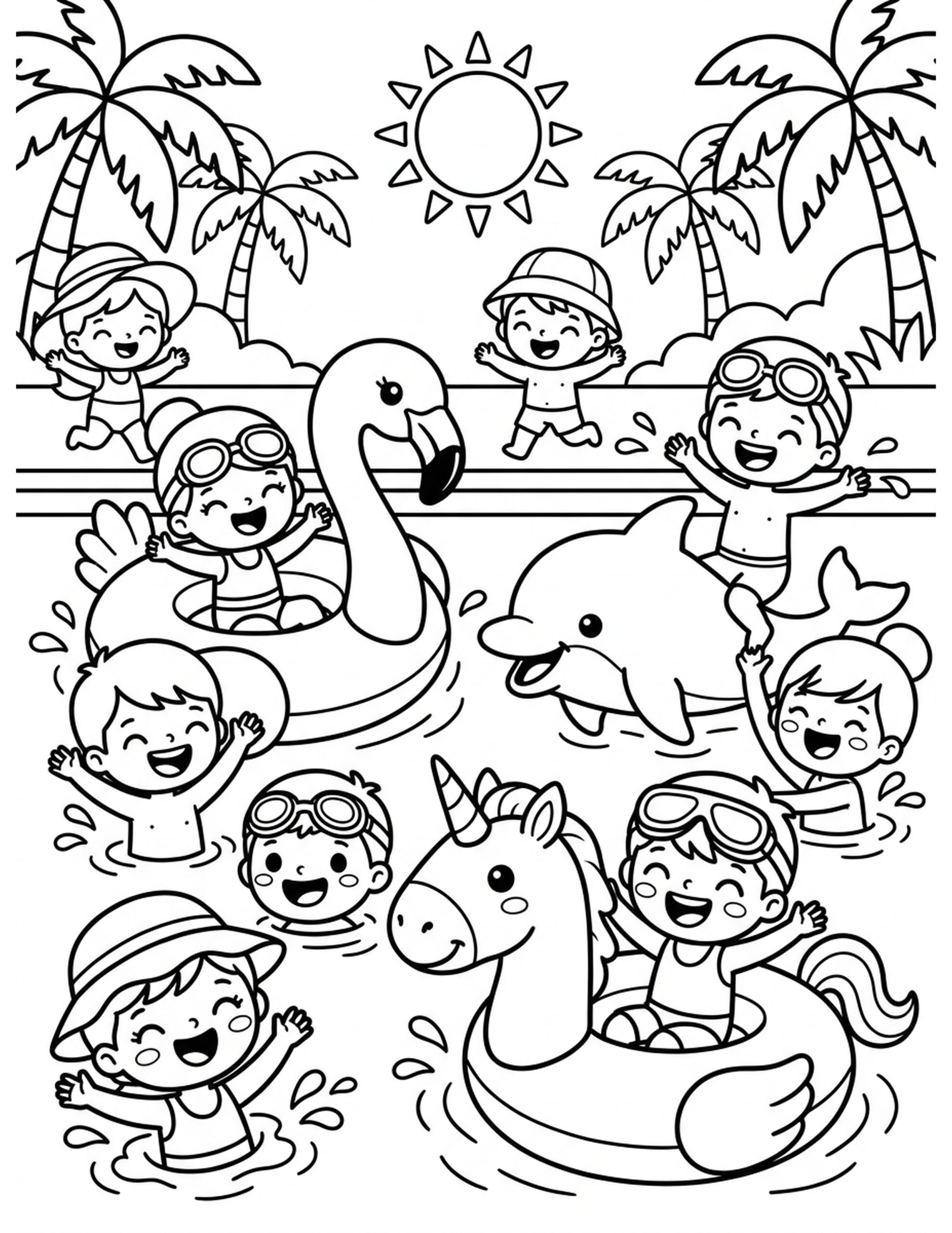 Splash-tastic Pool Party Coloring Page