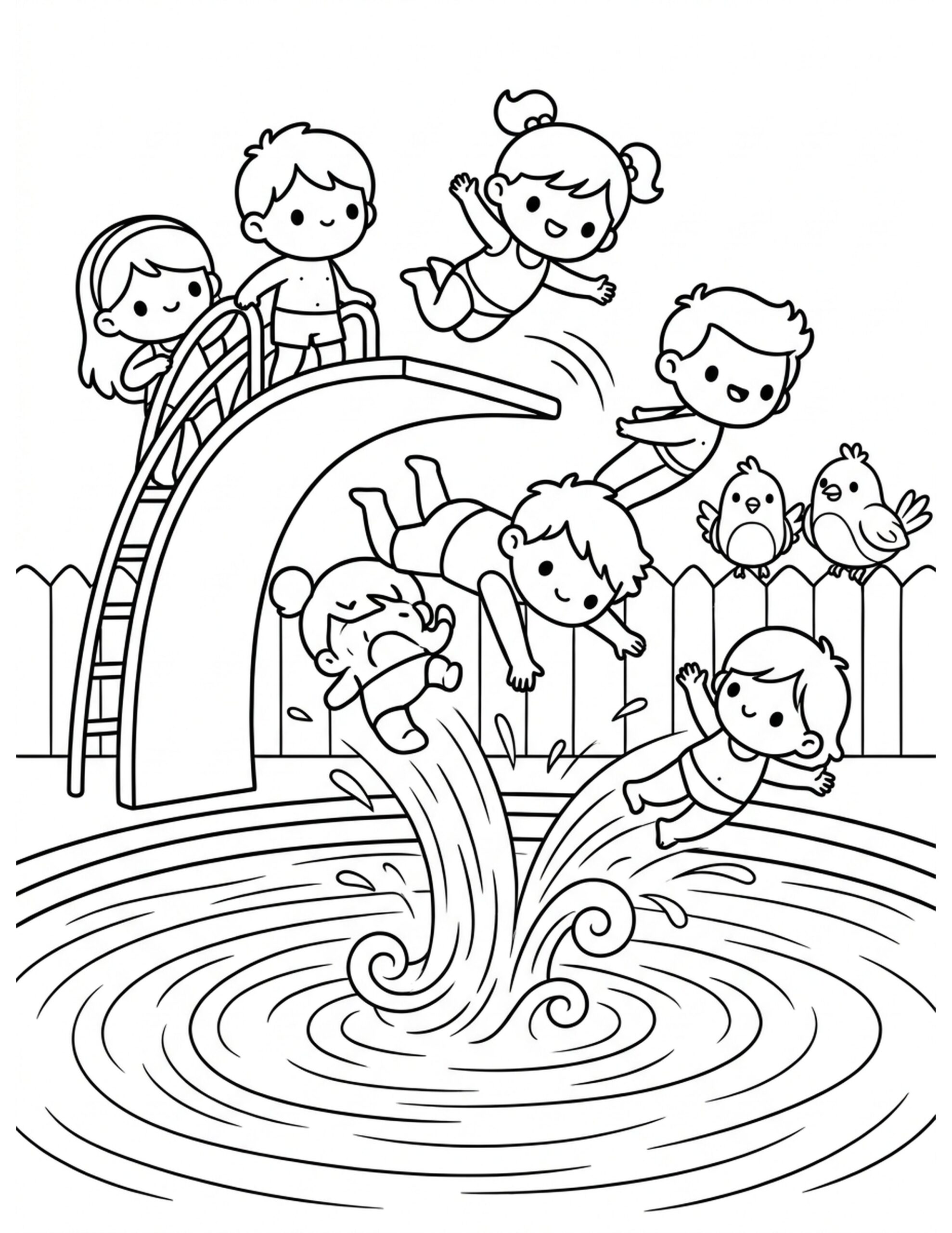 Diving Board Fun Coloring Page