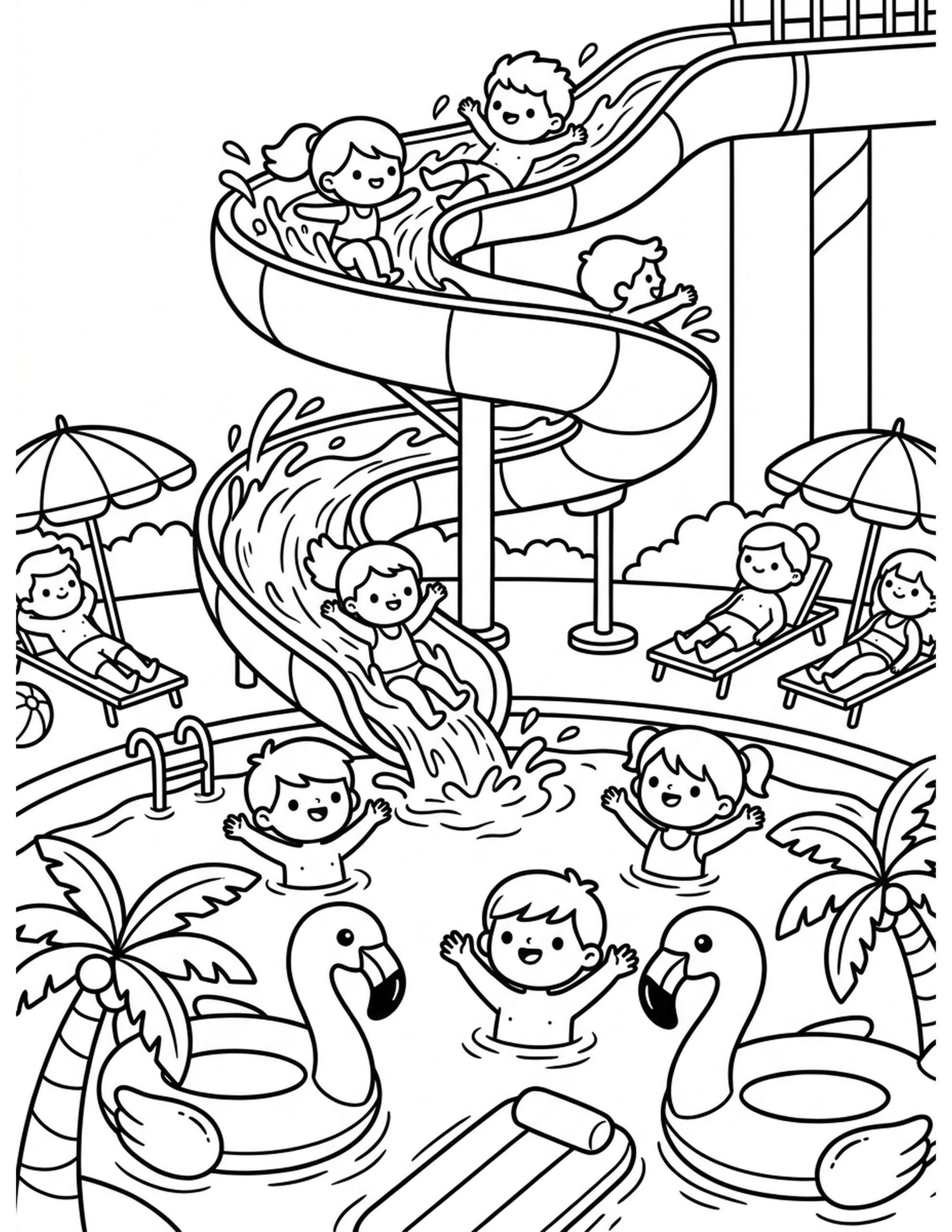 Water Slide Adventure Coloring Page