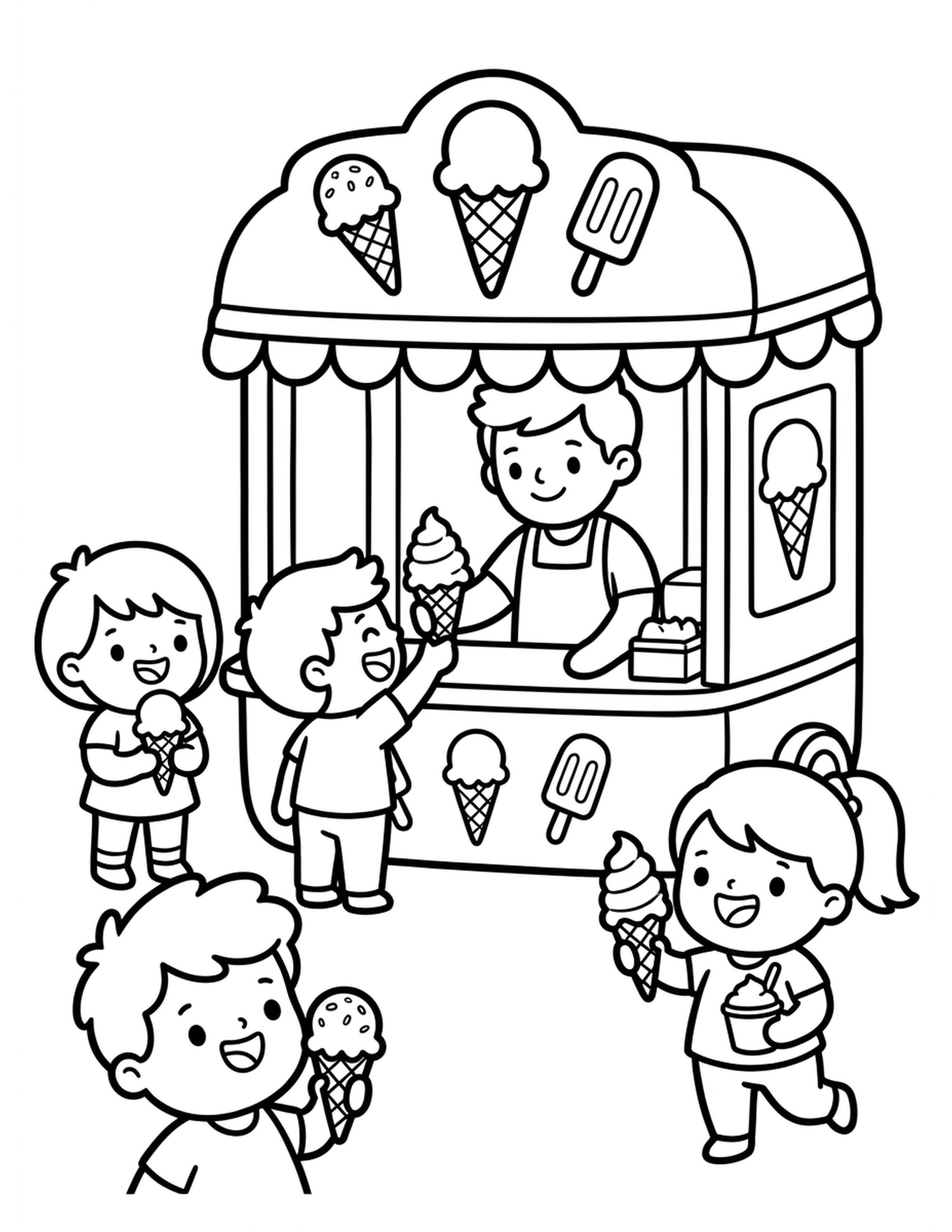 Ice Cream Stand Fun Coloring Page