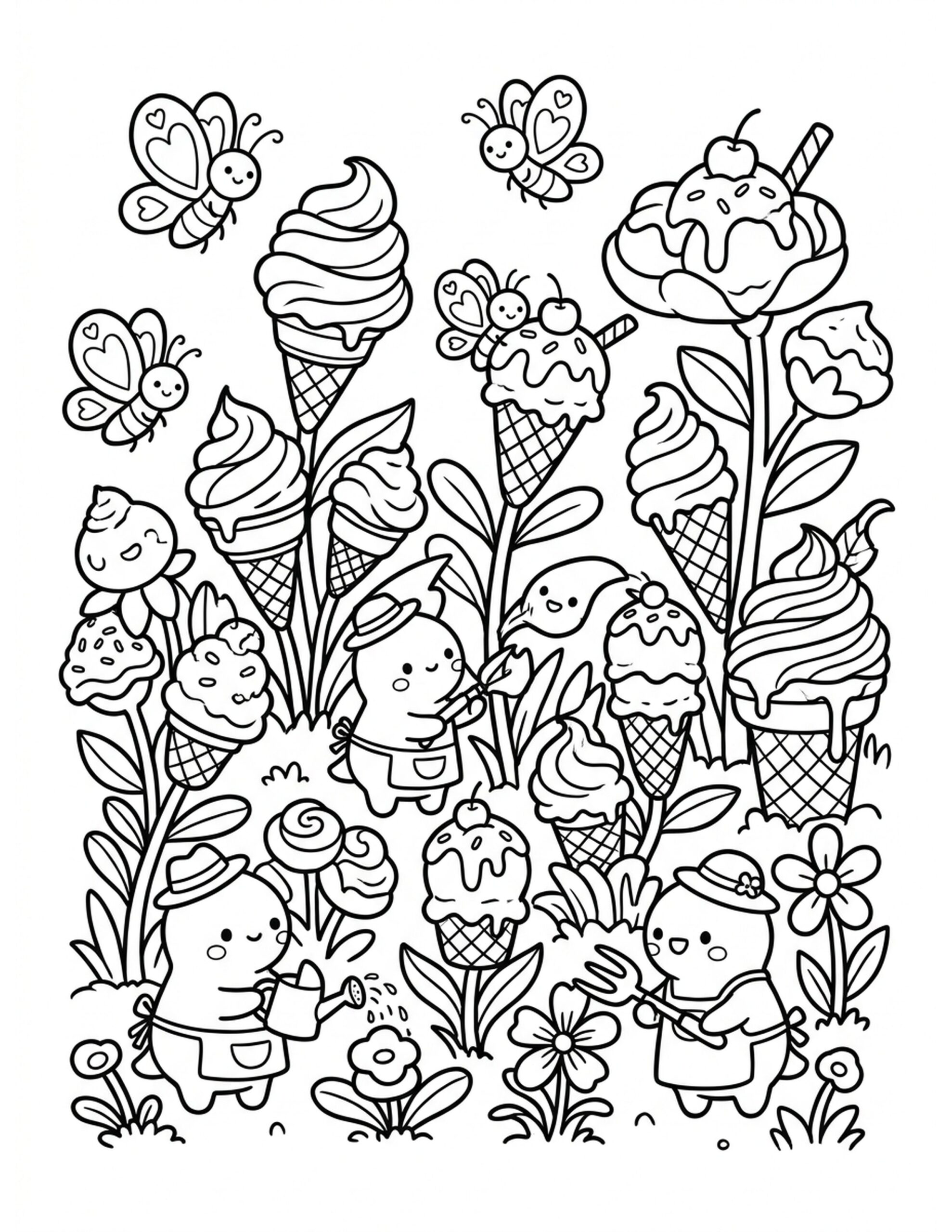 Magical Ice Cream Garden Coloring Page