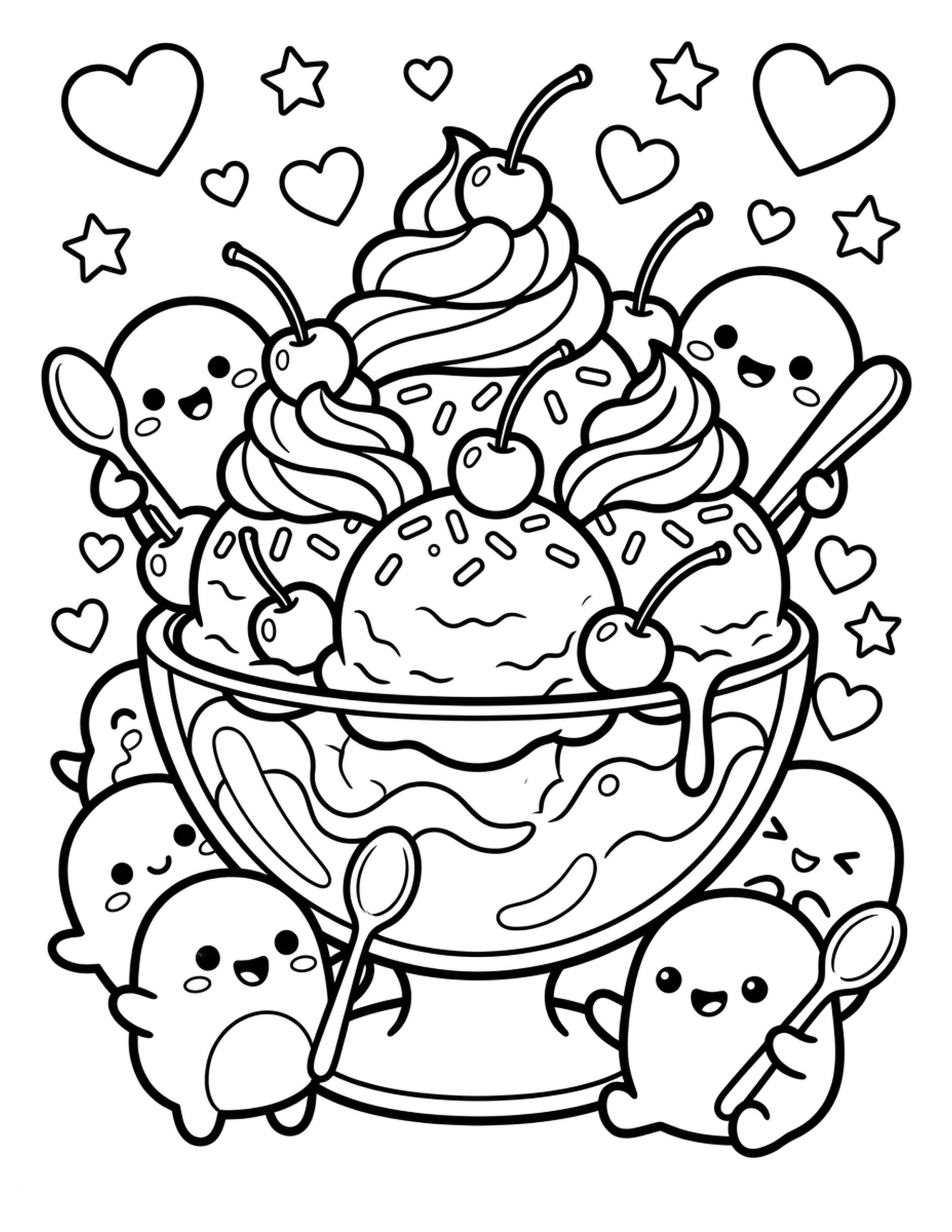 Ice Cream Sundae Bliss Coloring Page
