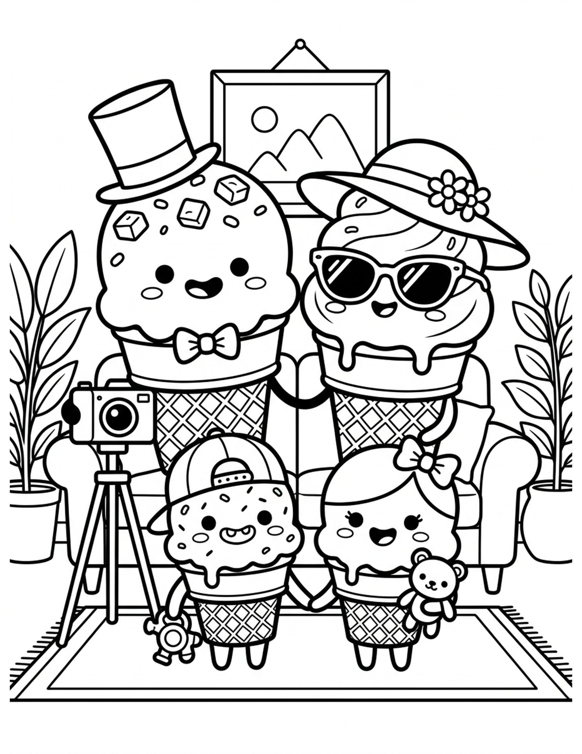 Ice Cream Cone Family Coloring Page