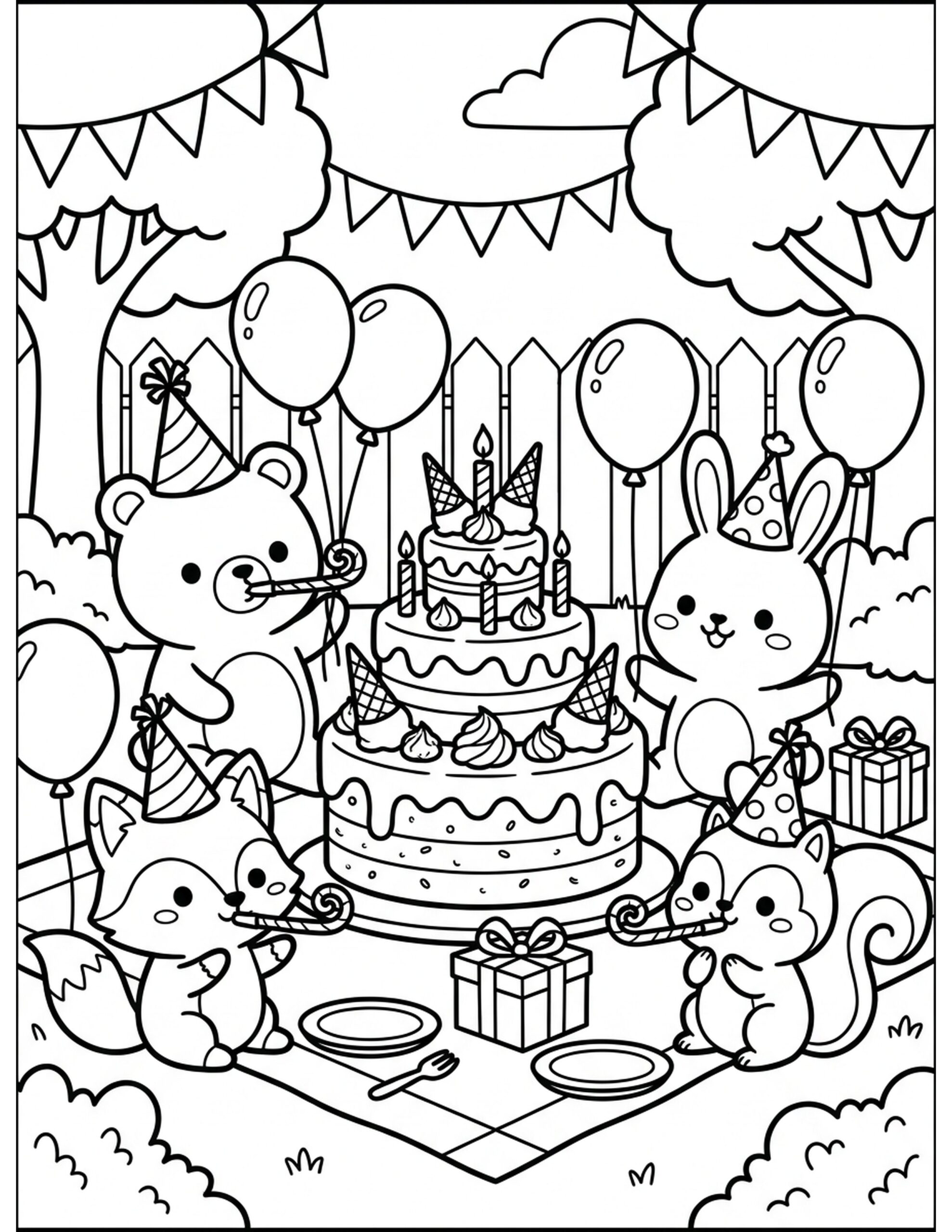Ice Cream Party Celebration Coloring Page
