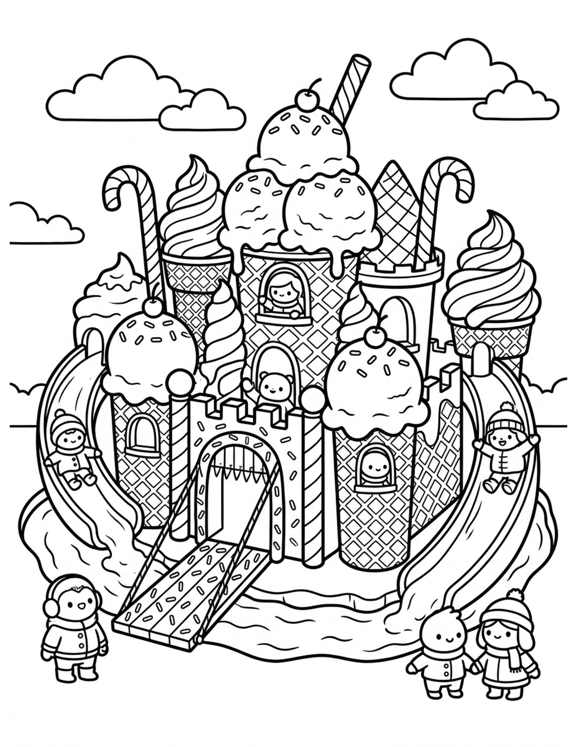 Magical Ice Cream Castle Coloring Page