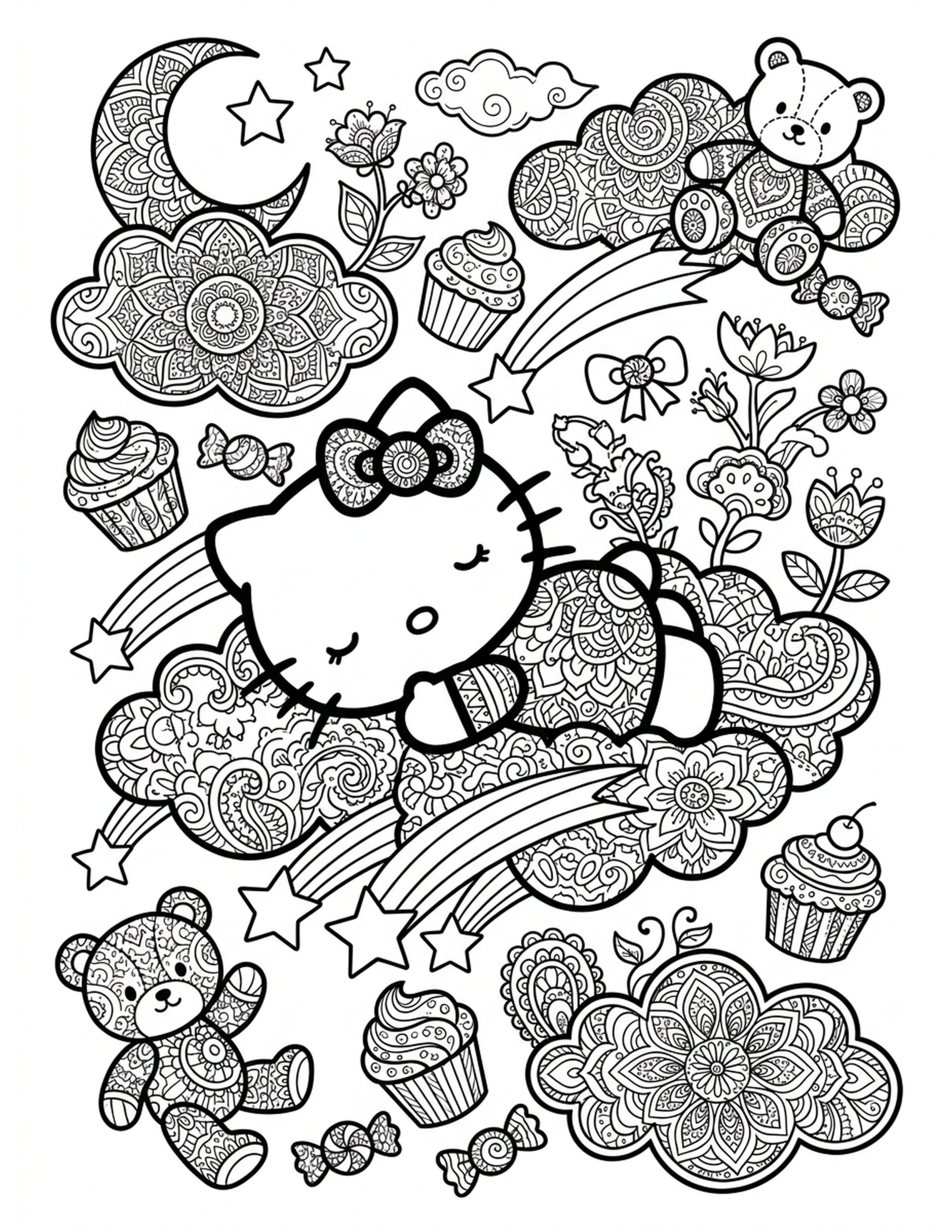 Hello Kitty's Dreamland Coloring Page