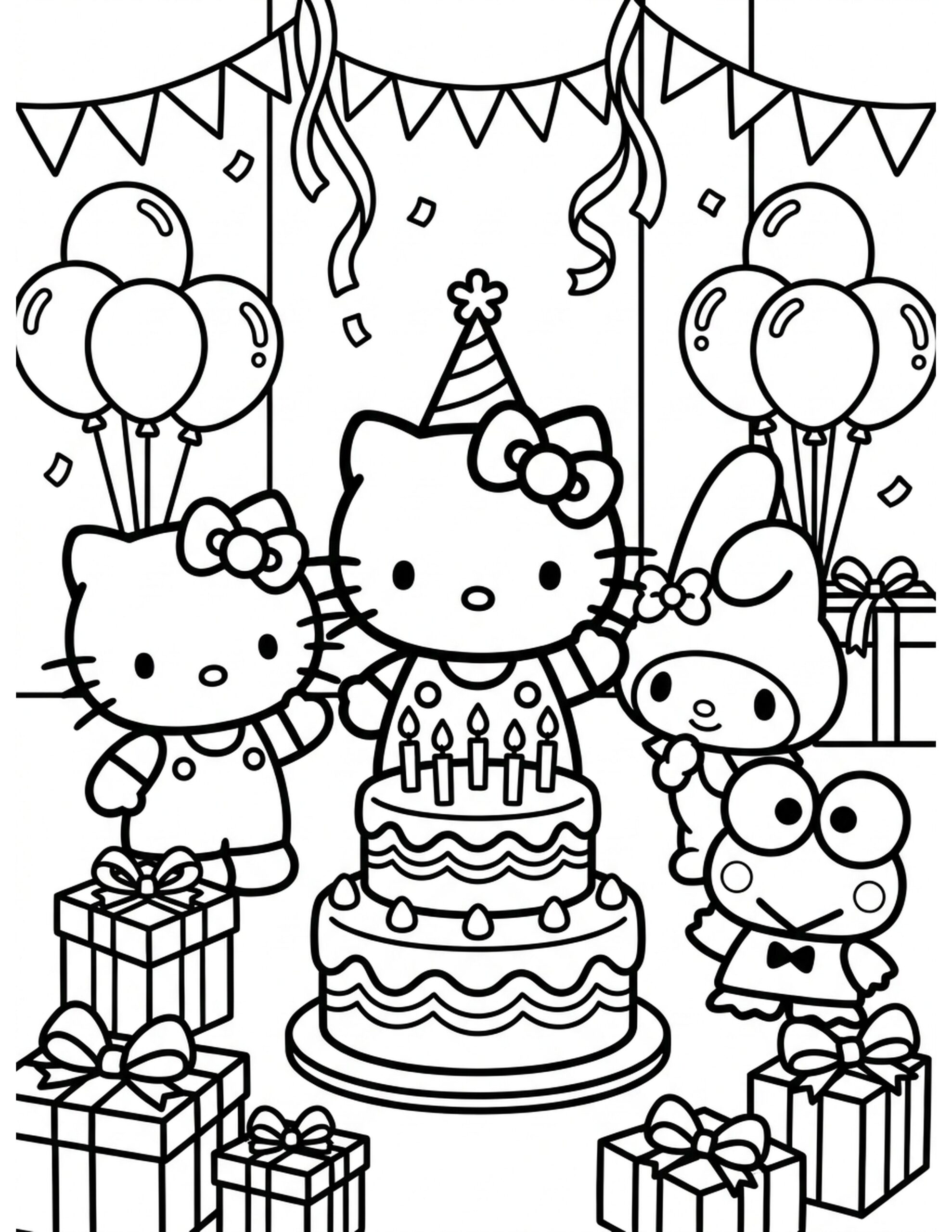 Hello Kitty's Birthday Party Coloring Page
