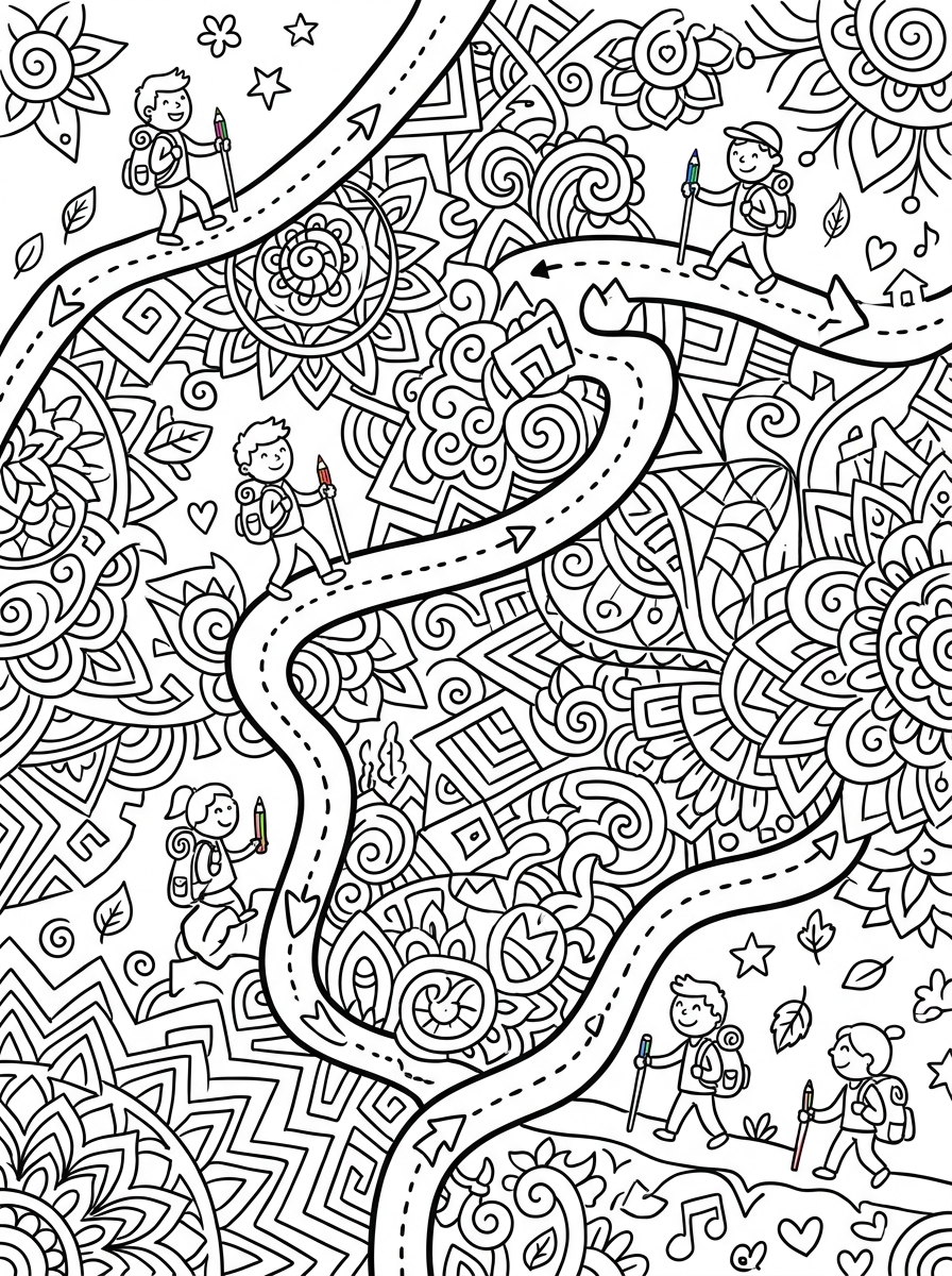Journey Through Patterns Coloring Page