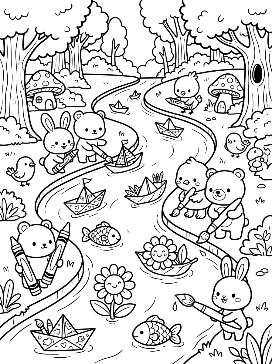 Flowing River of Creativity Coloring Page