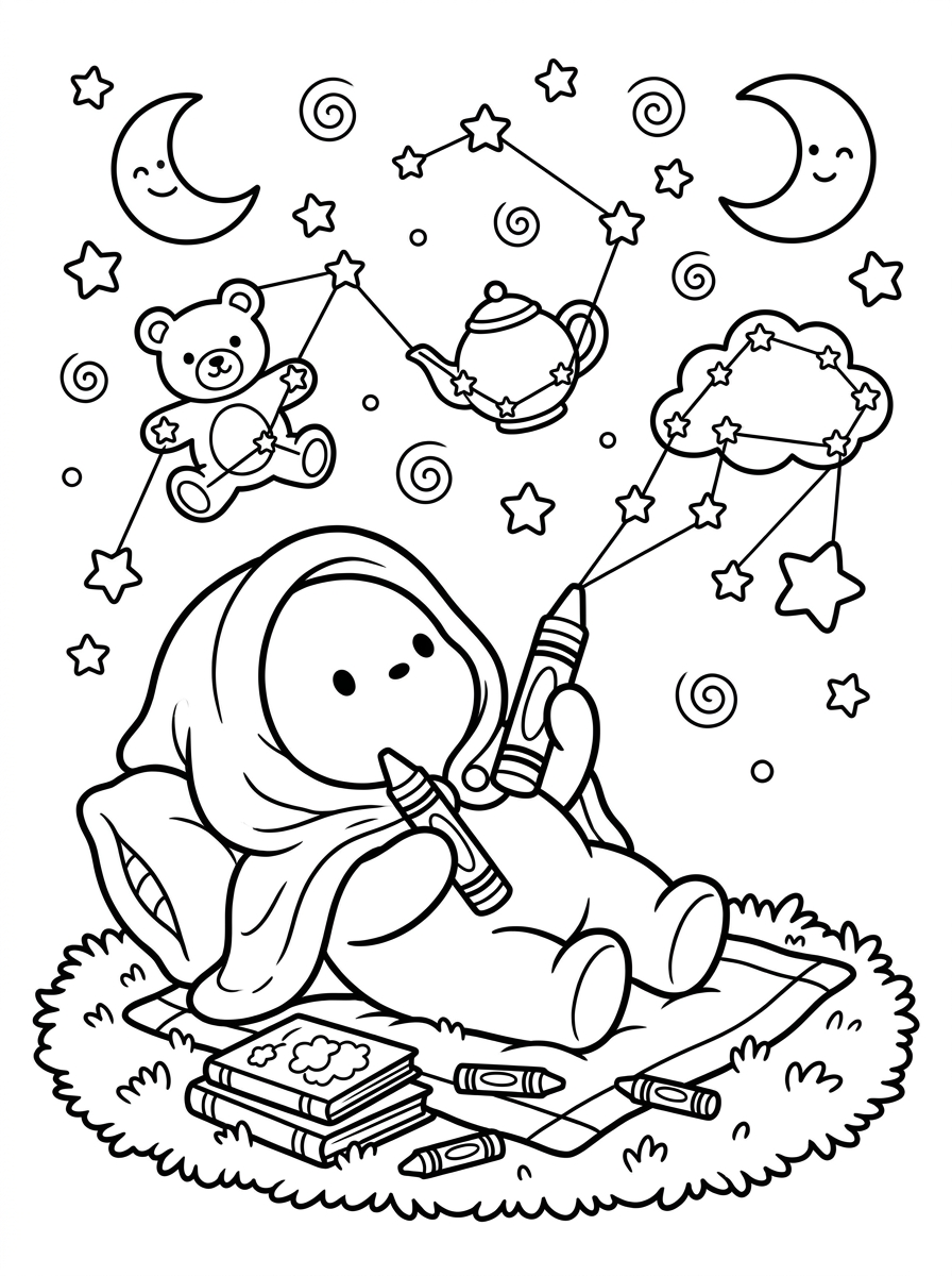 Dreamy Night Sky Coloring Page