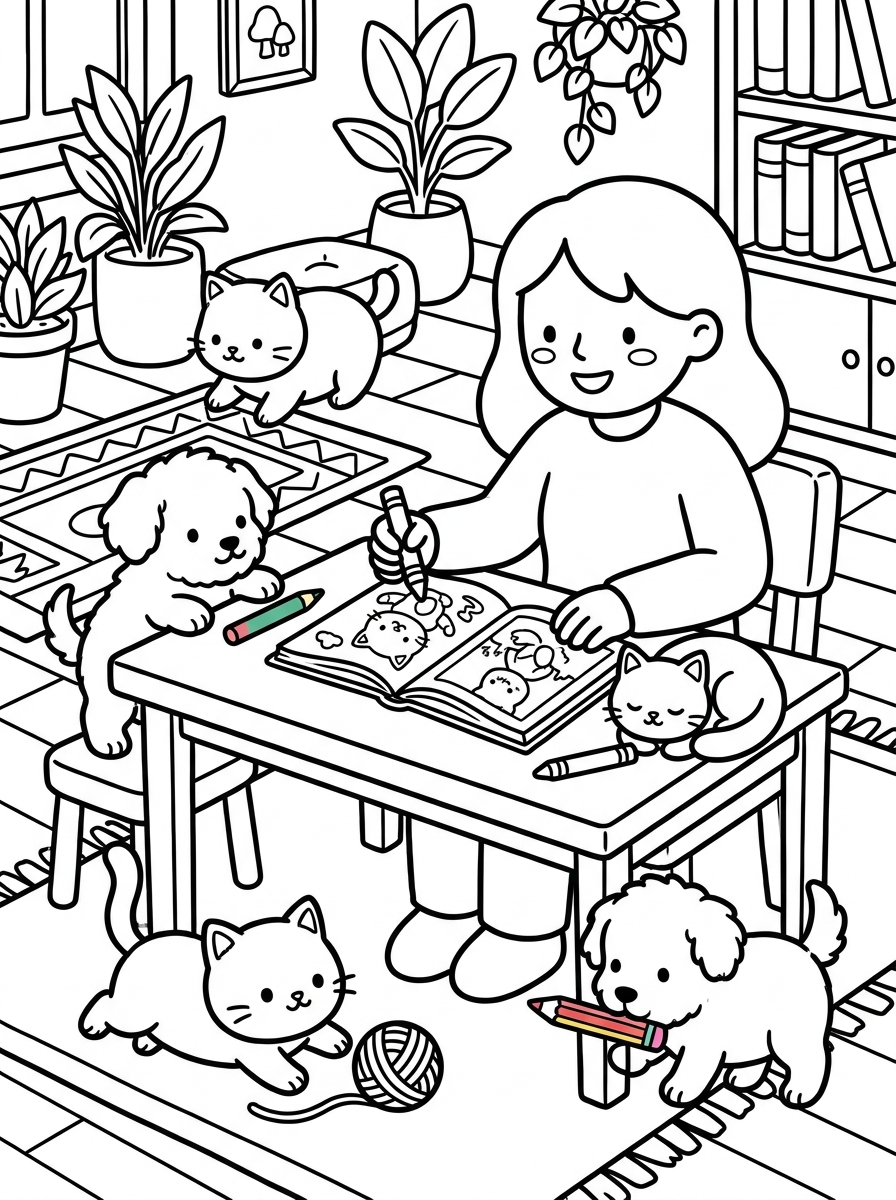Animal Companions Coloring Page