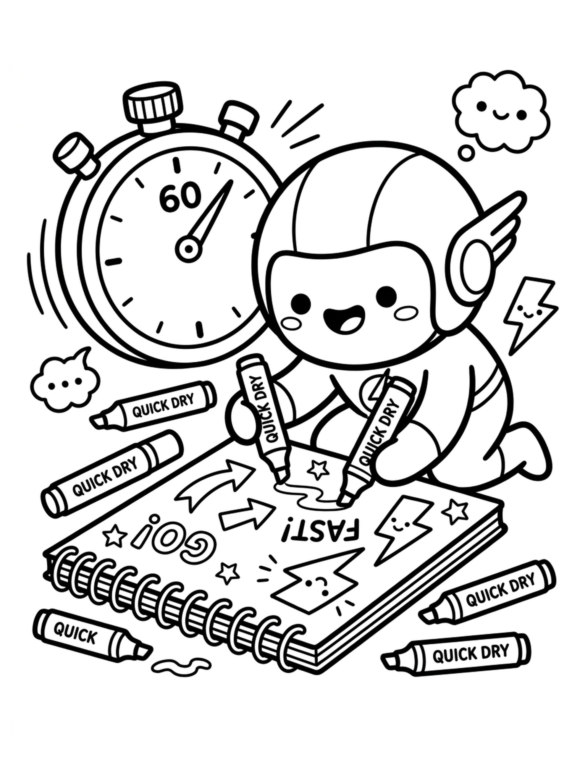 Quick Dry Seconds Challenge Coloring Page