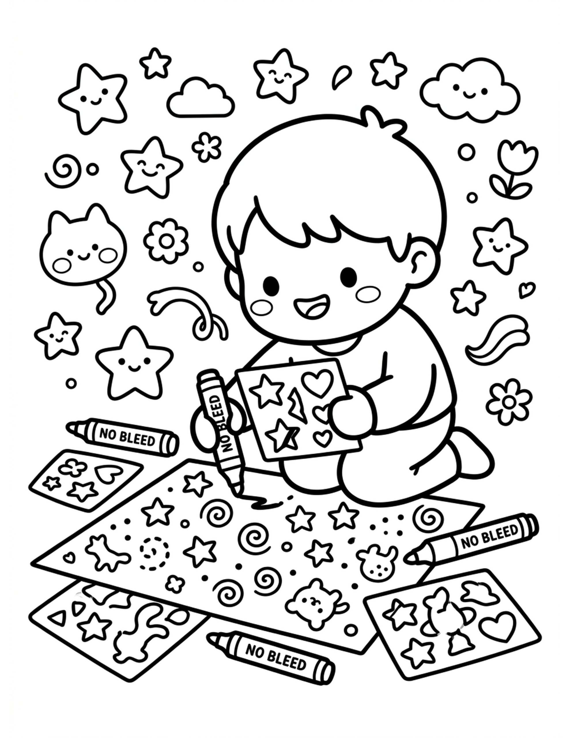 Stencil Fun with Markers Coloring Page