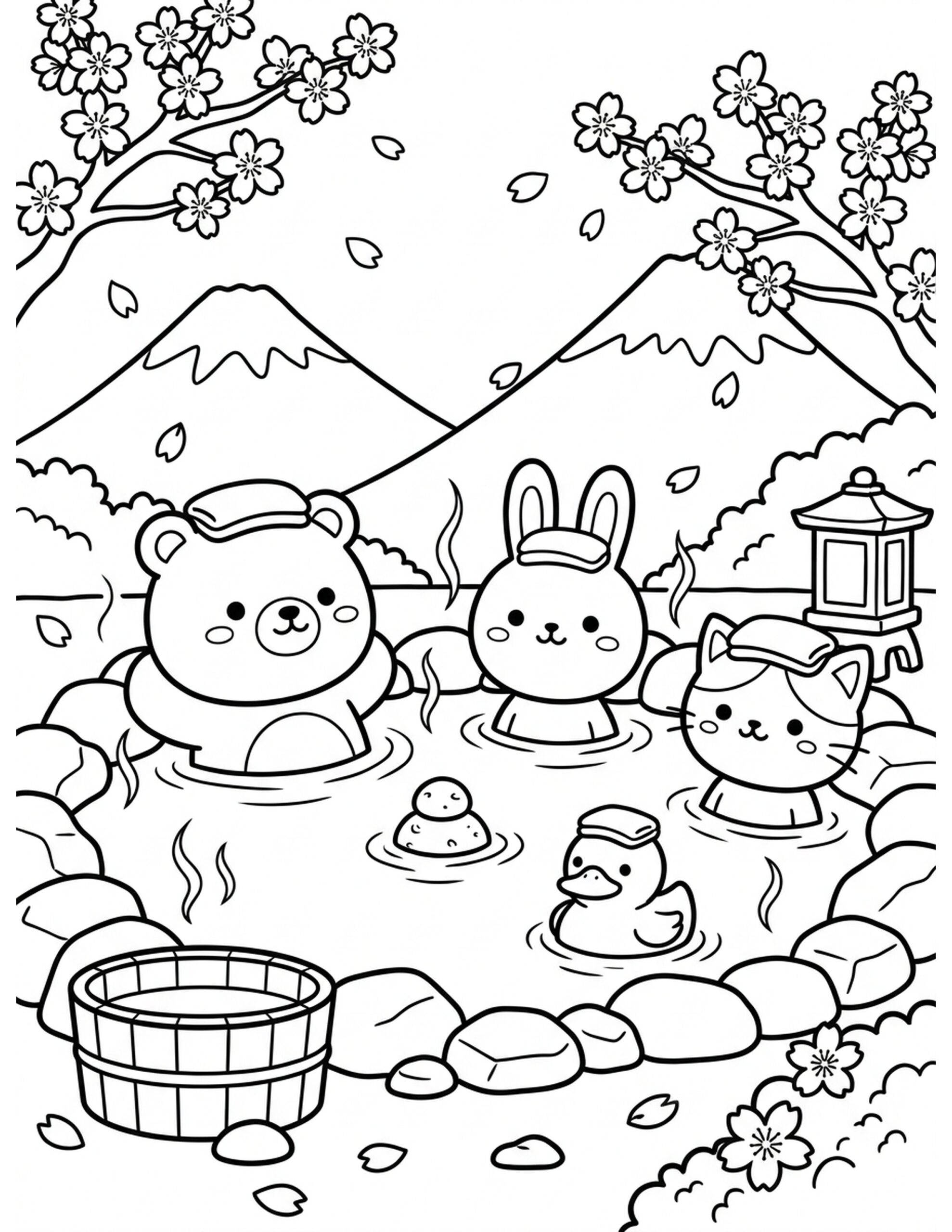 Hot Springs Relaxation Coloring Page