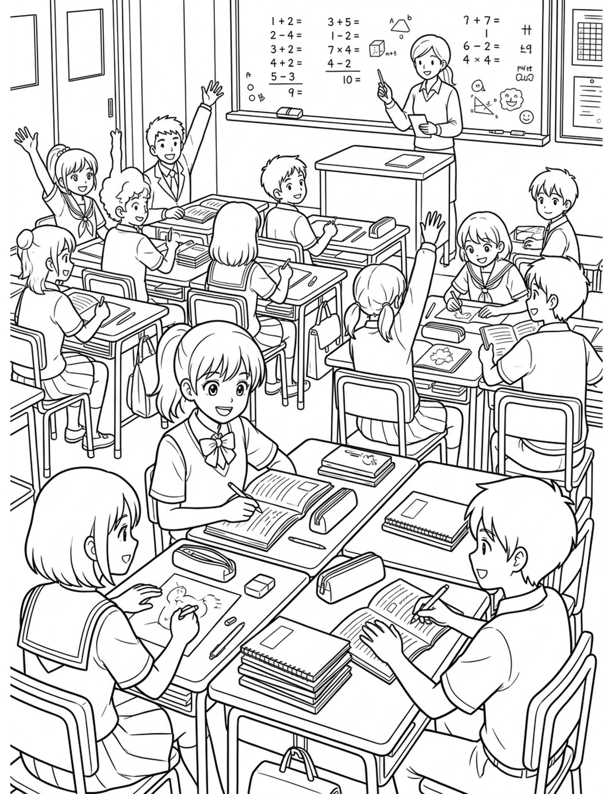 School Life Adventures Coloring Page