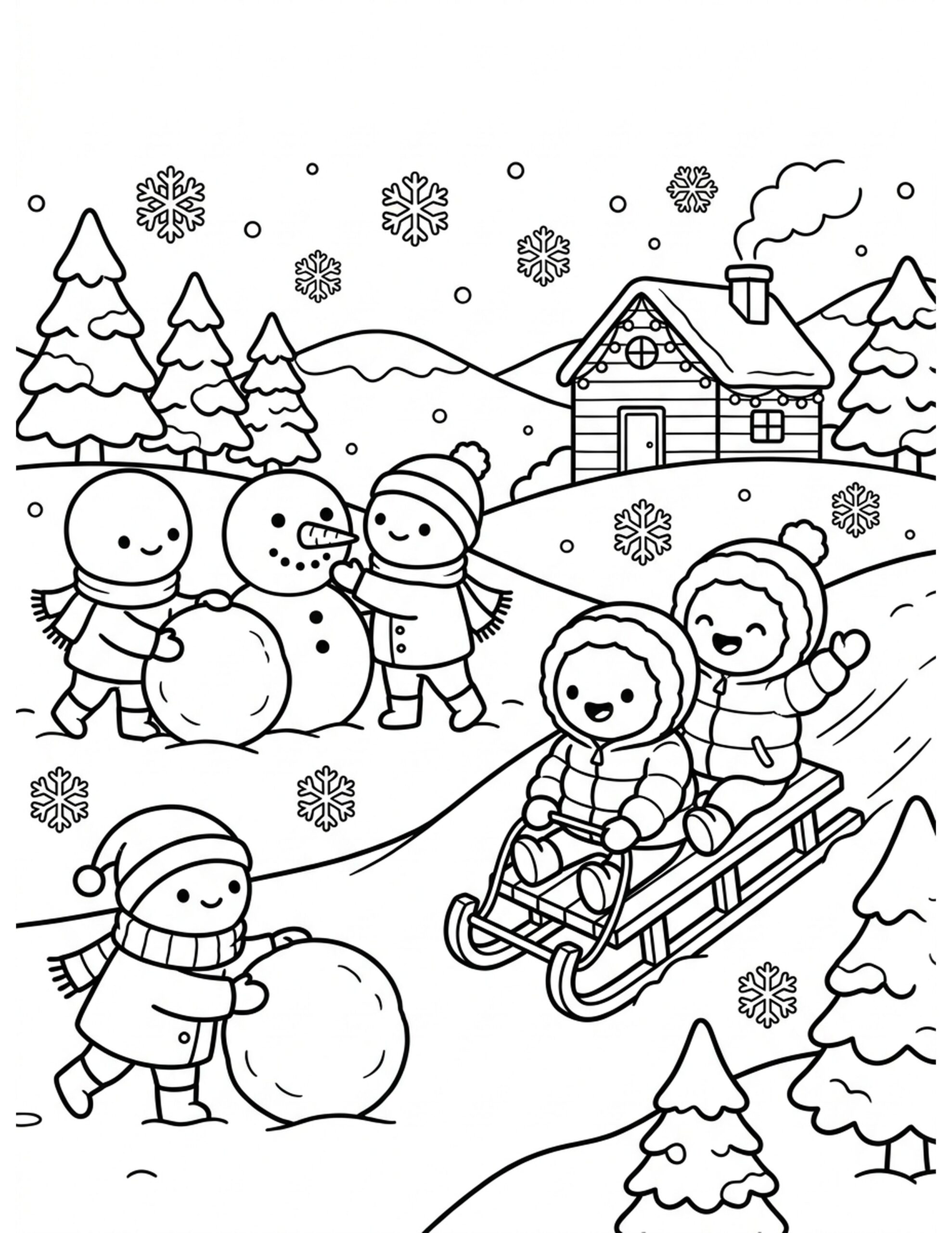 Winter Wonderland Festivities Coloring Page